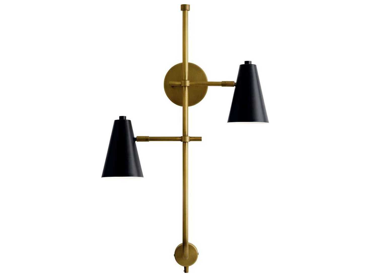 Kichler Sylvia 2-Light Black Natural Brass Wall Sconce