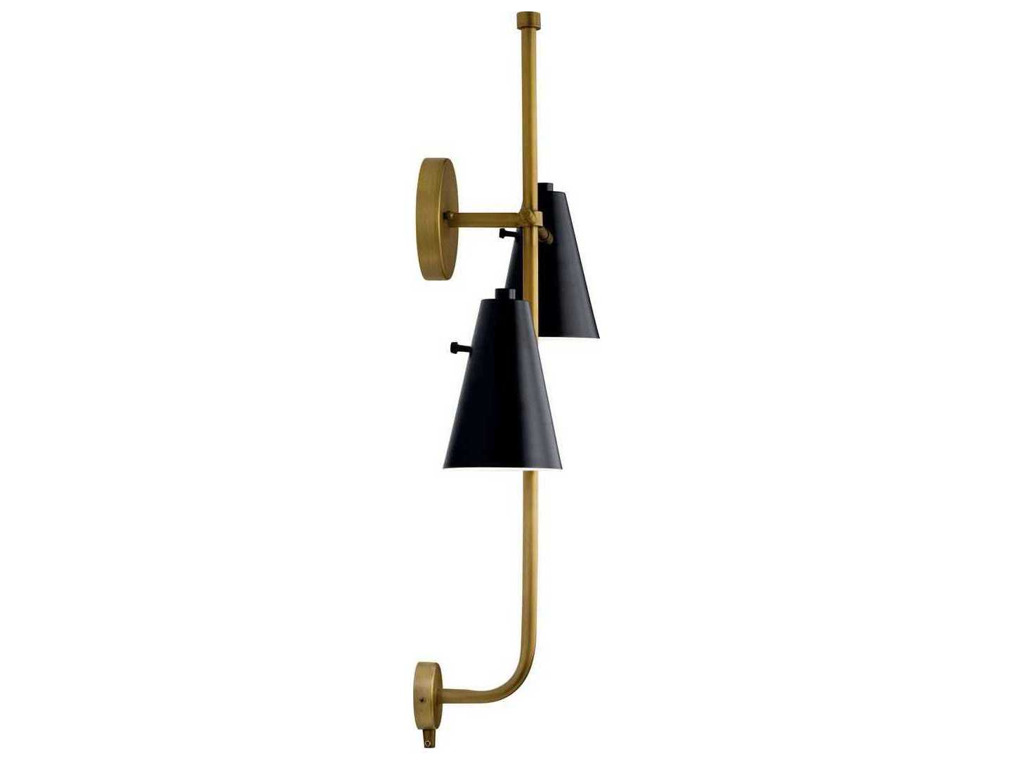 Kichler Sylvia 2-Light Black Natural Brass Wall Sconce