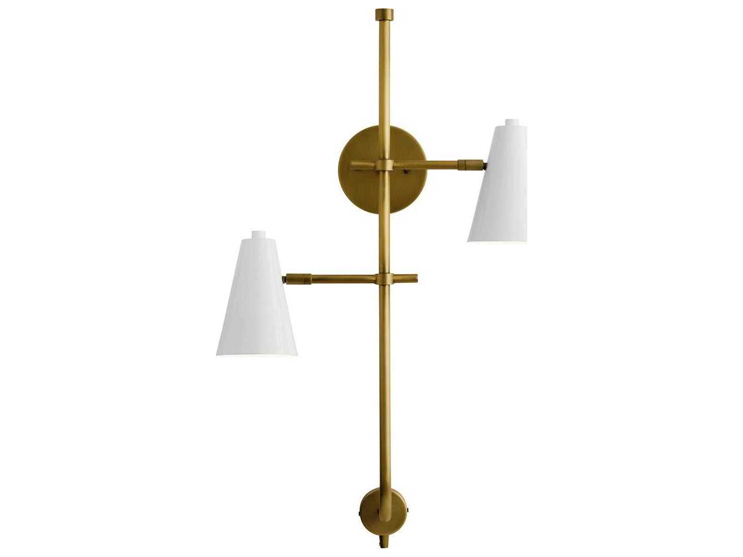 Kichler Sylvia 2-Light White Natural Brass Wall Sconce