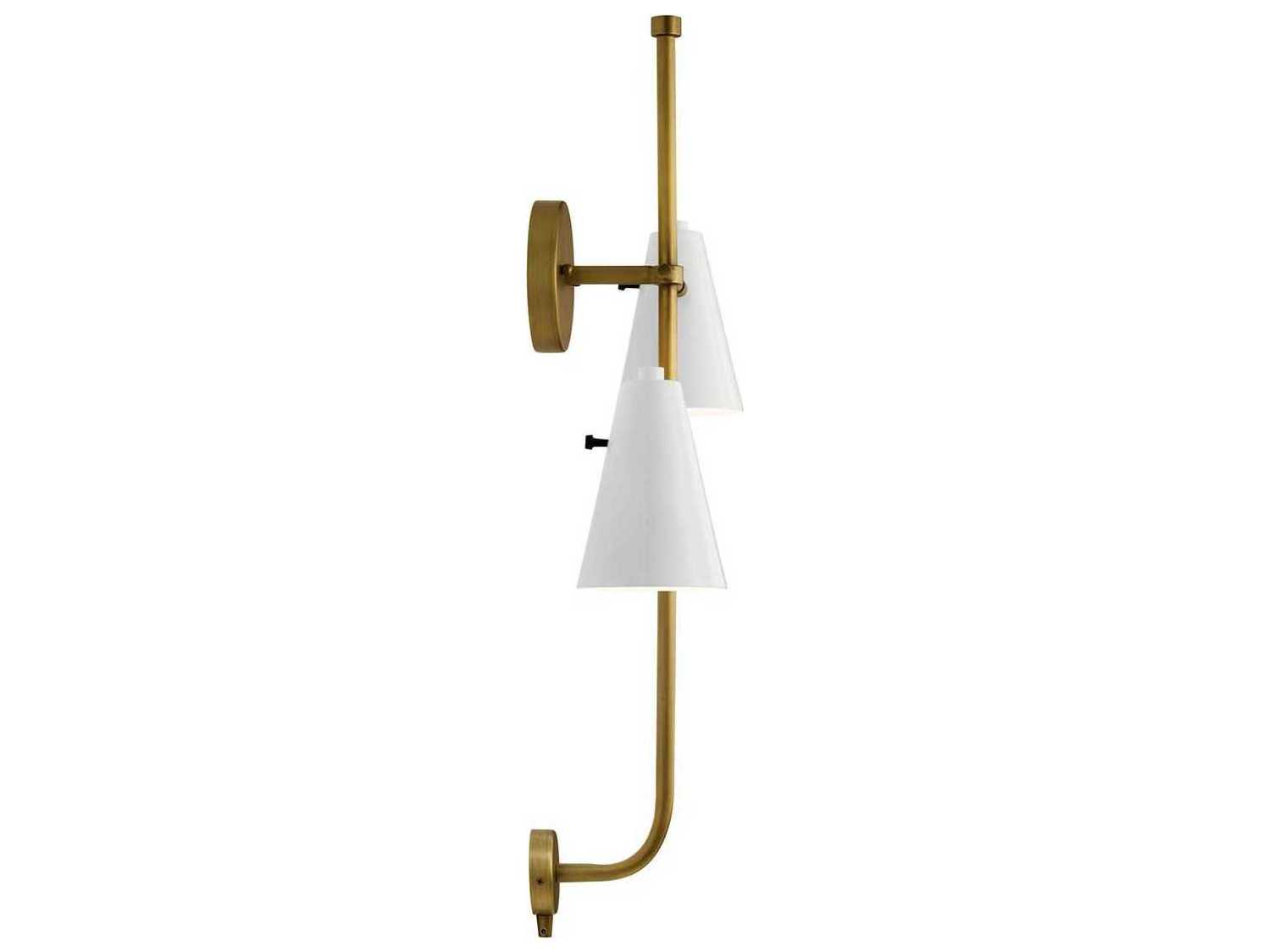 Kichler Sylvia 2-Light White Natural Brass Wall Sconce