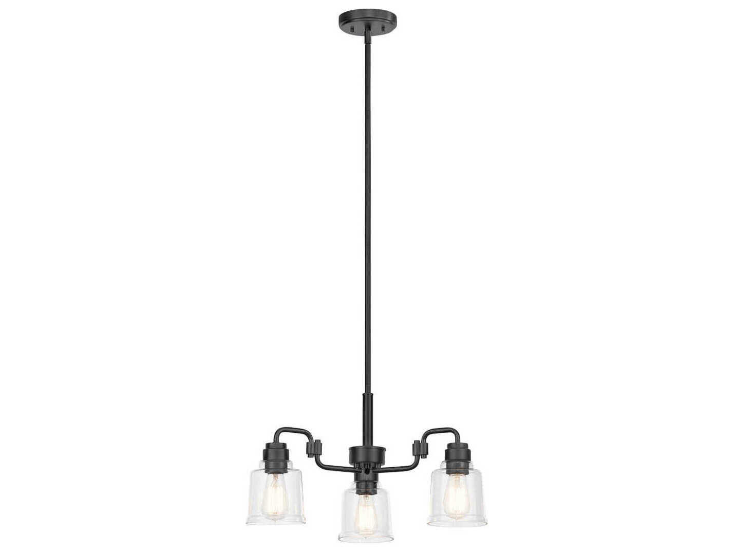 Kichler Aivian 3-Light Black Glass Bell Chandelier
