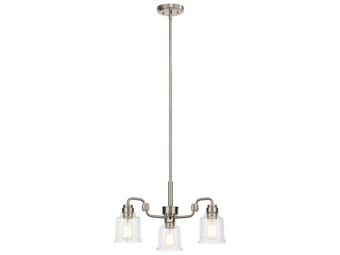 Kichler Aivian 3-Light Nickel Textured Glass Bell Chandelier