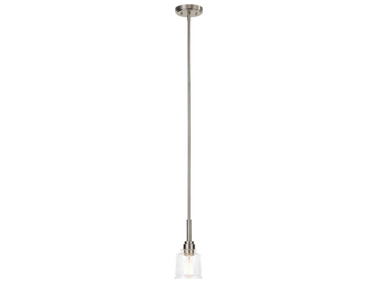 Kichler Aivian 1-Light Nickel Textured Glass Bell Mini Pendant