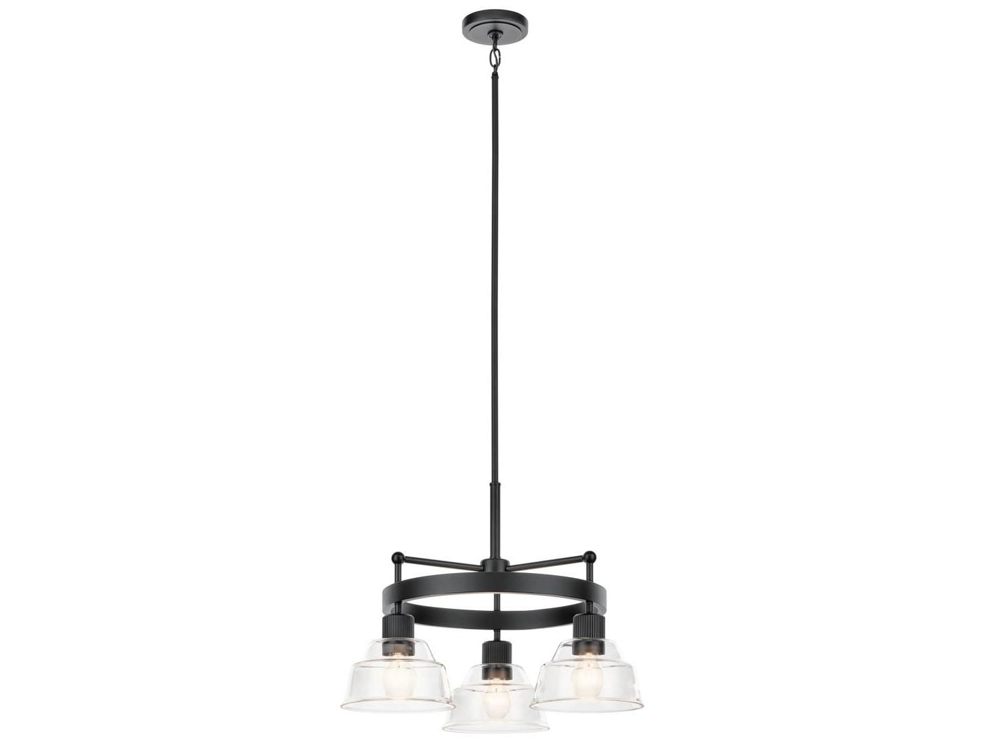Kichler Eastmont 3-Light Black Glass Dome Chandelier