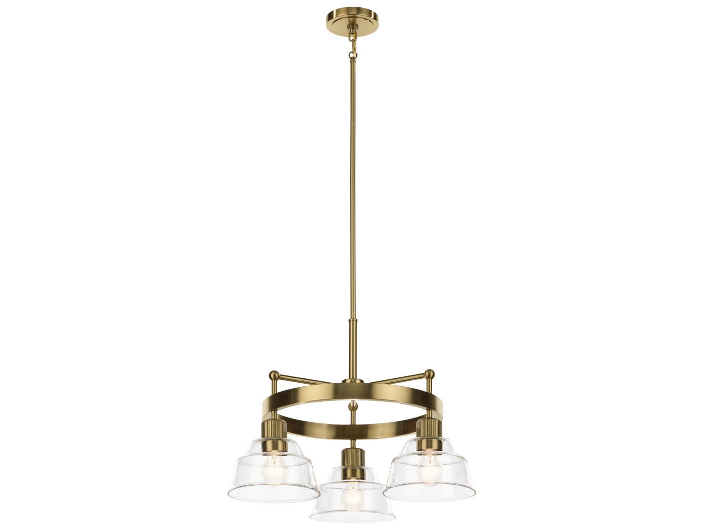 Kichler Eastmont 3-Light Brushed Brass Glass Dome Chandelier
