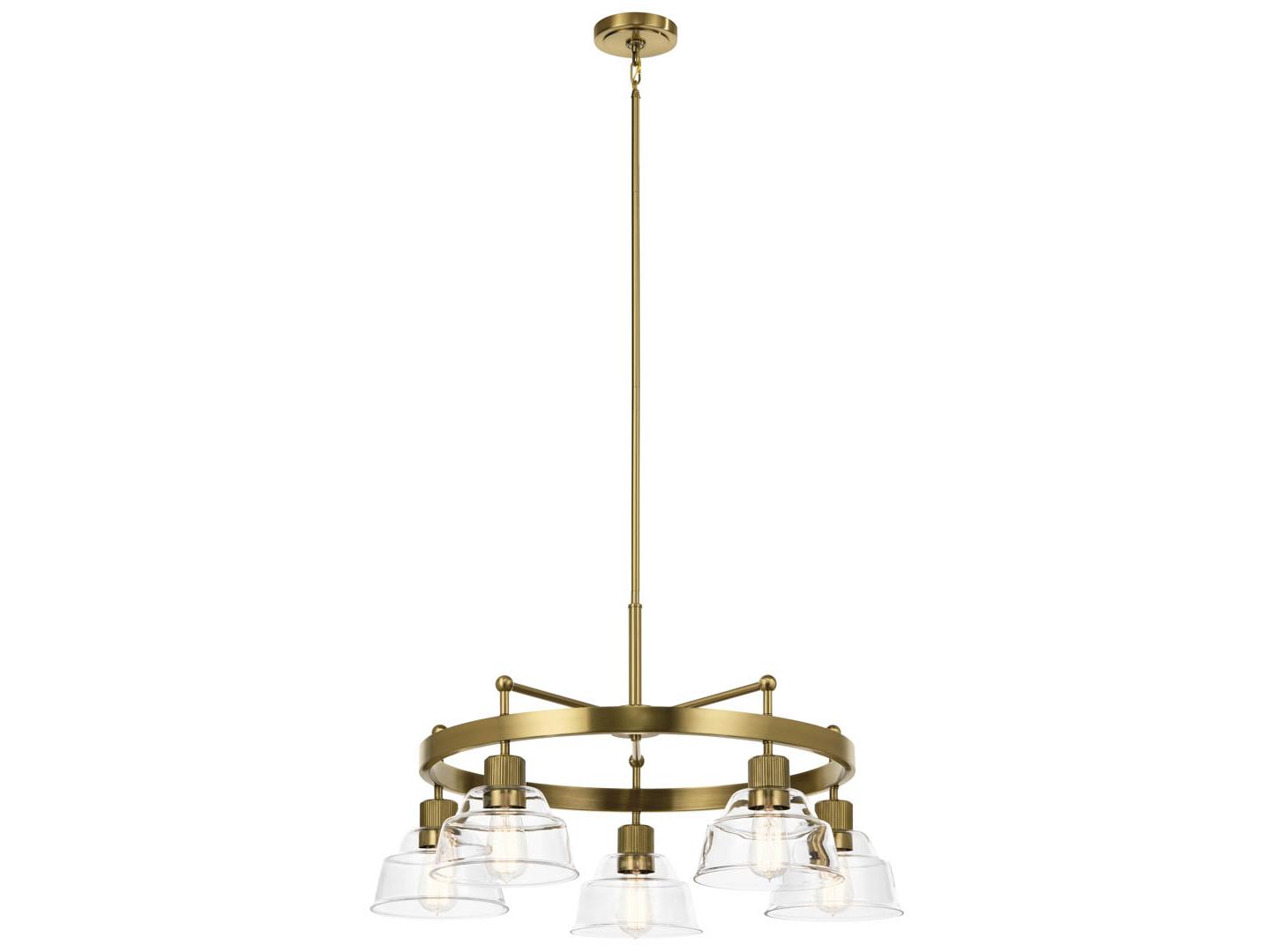 Kichler Eastmont 5-Light Brushed Brass Glass Dome Chandelier