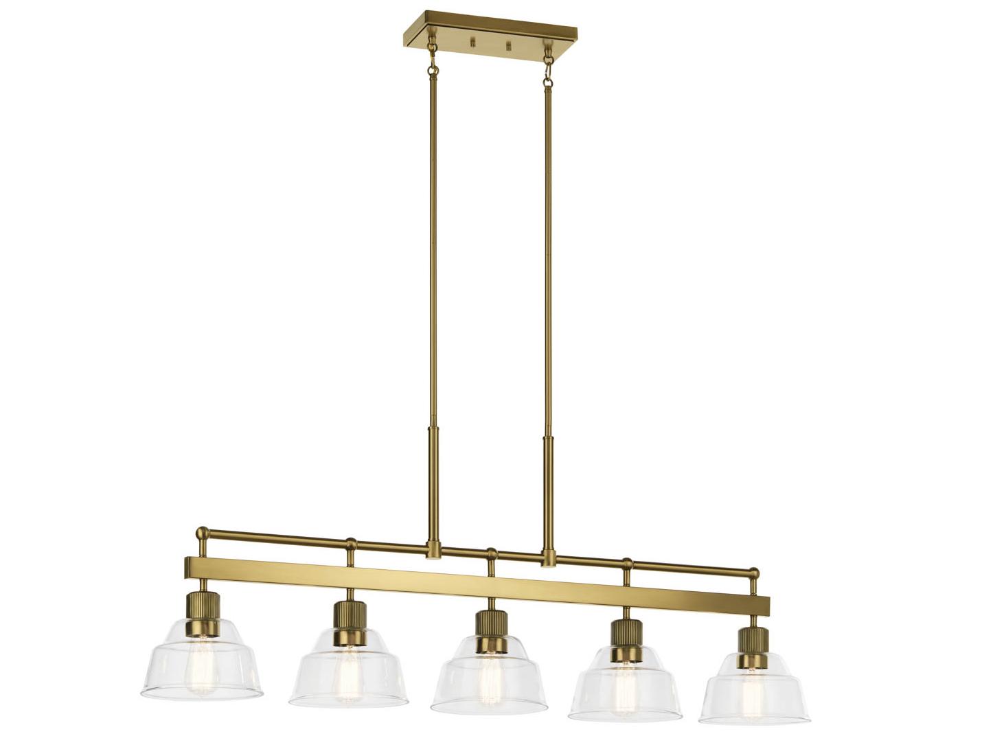 Kichler Eastmont 5-Light Brushed Brass Glass Dome Island Pendant
