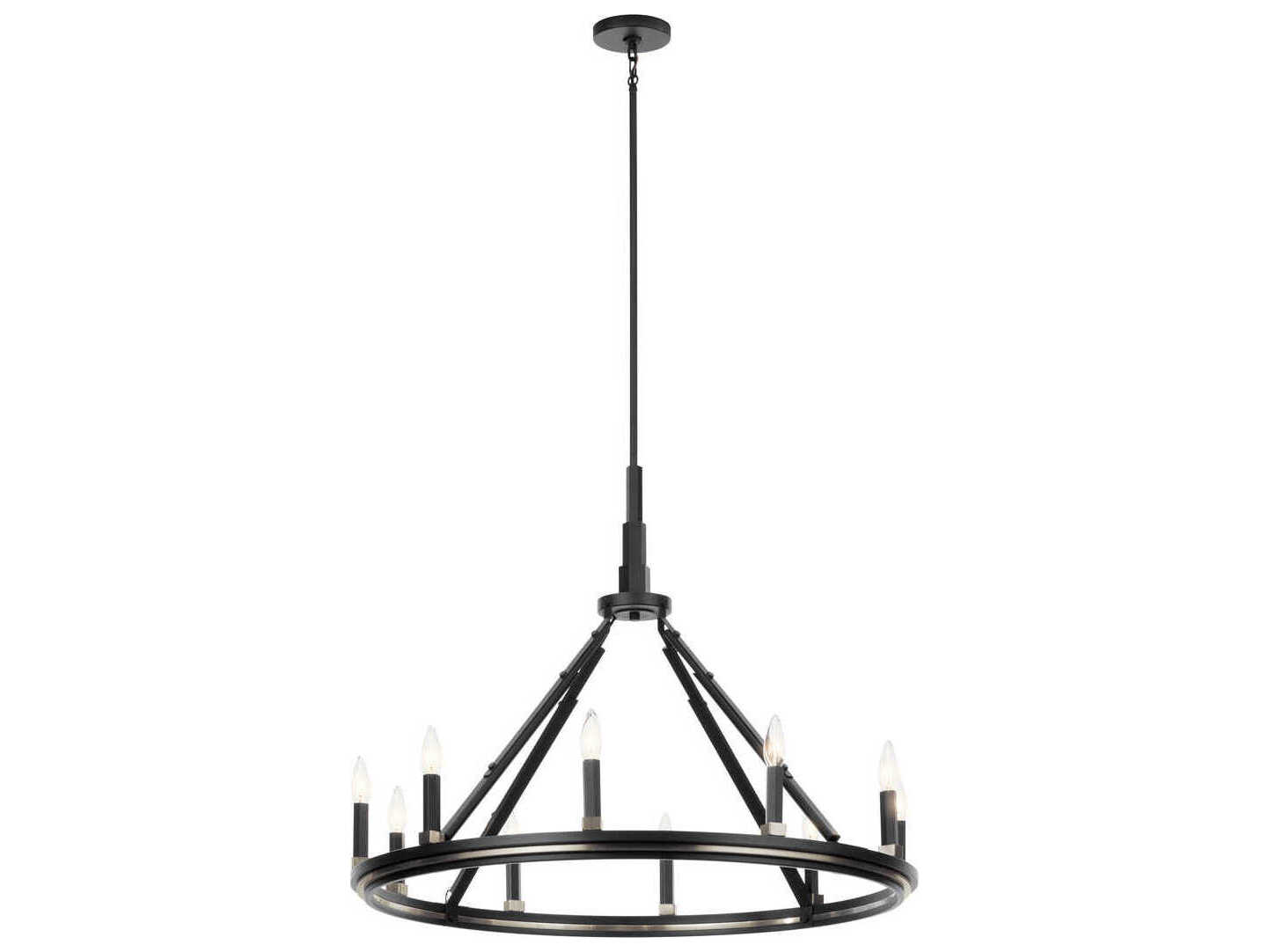 Kichler Emmala 10-Light Black Candelabra Round Chandelier