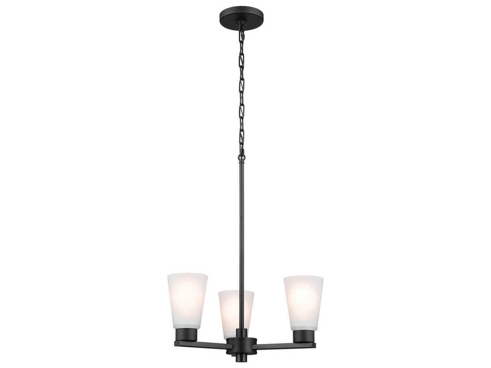 Kichler Stamos 3-Light Black Glass Empire Chandelier