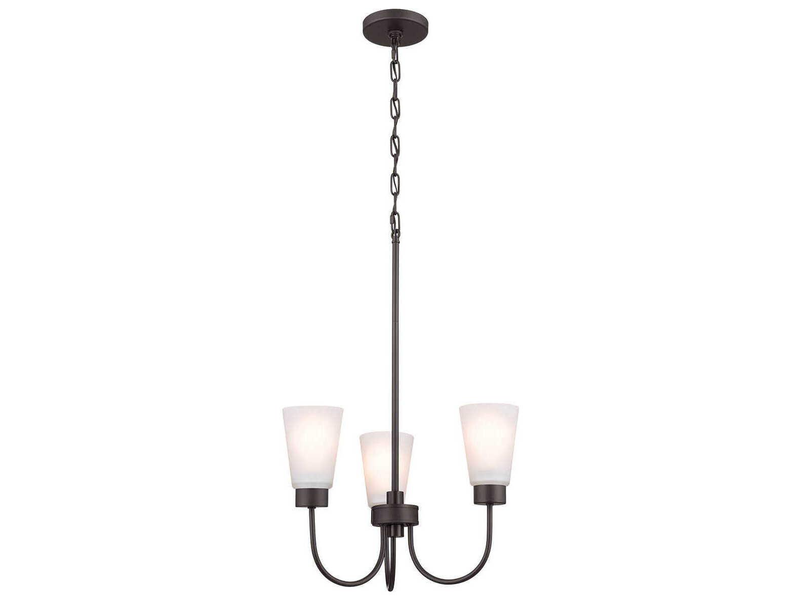Kichler Erma 3-Light Olde Bronze Glass Empire Chandelier
