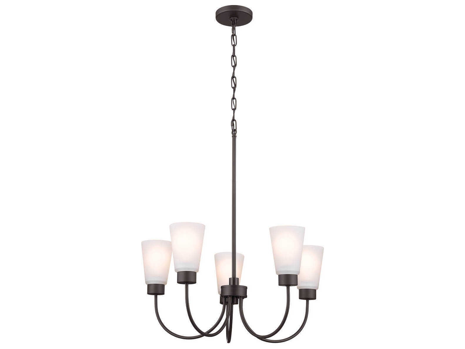 Kichler Erma 5-Light Olde Bronze Glass Empire Chandelier