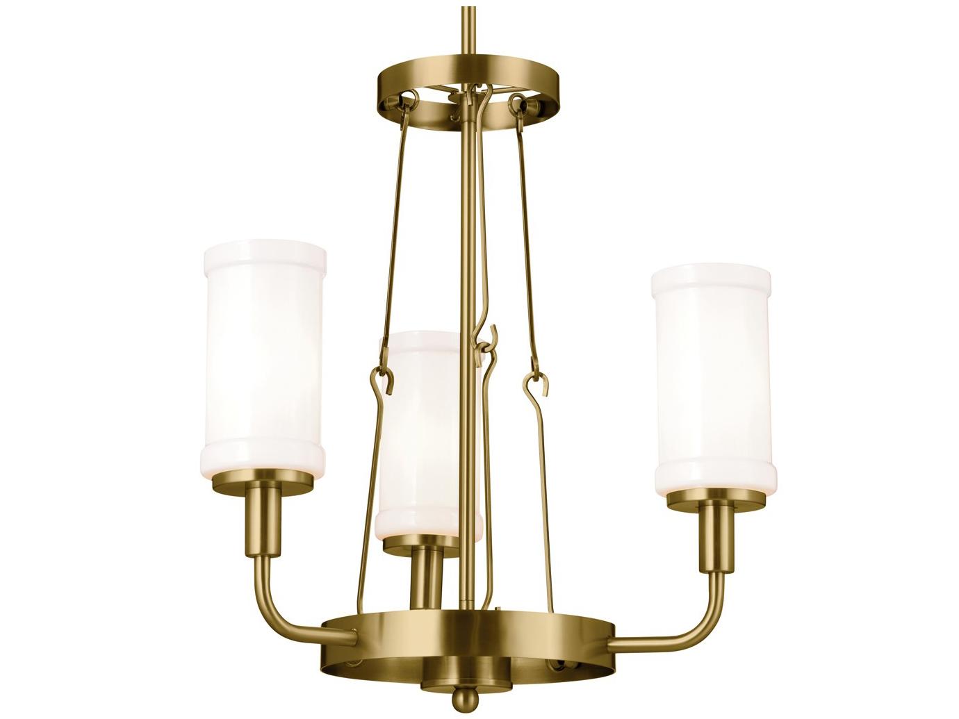 Kichler Vetivene 3-Light Natural Brass Glass Cylinder Chandelier