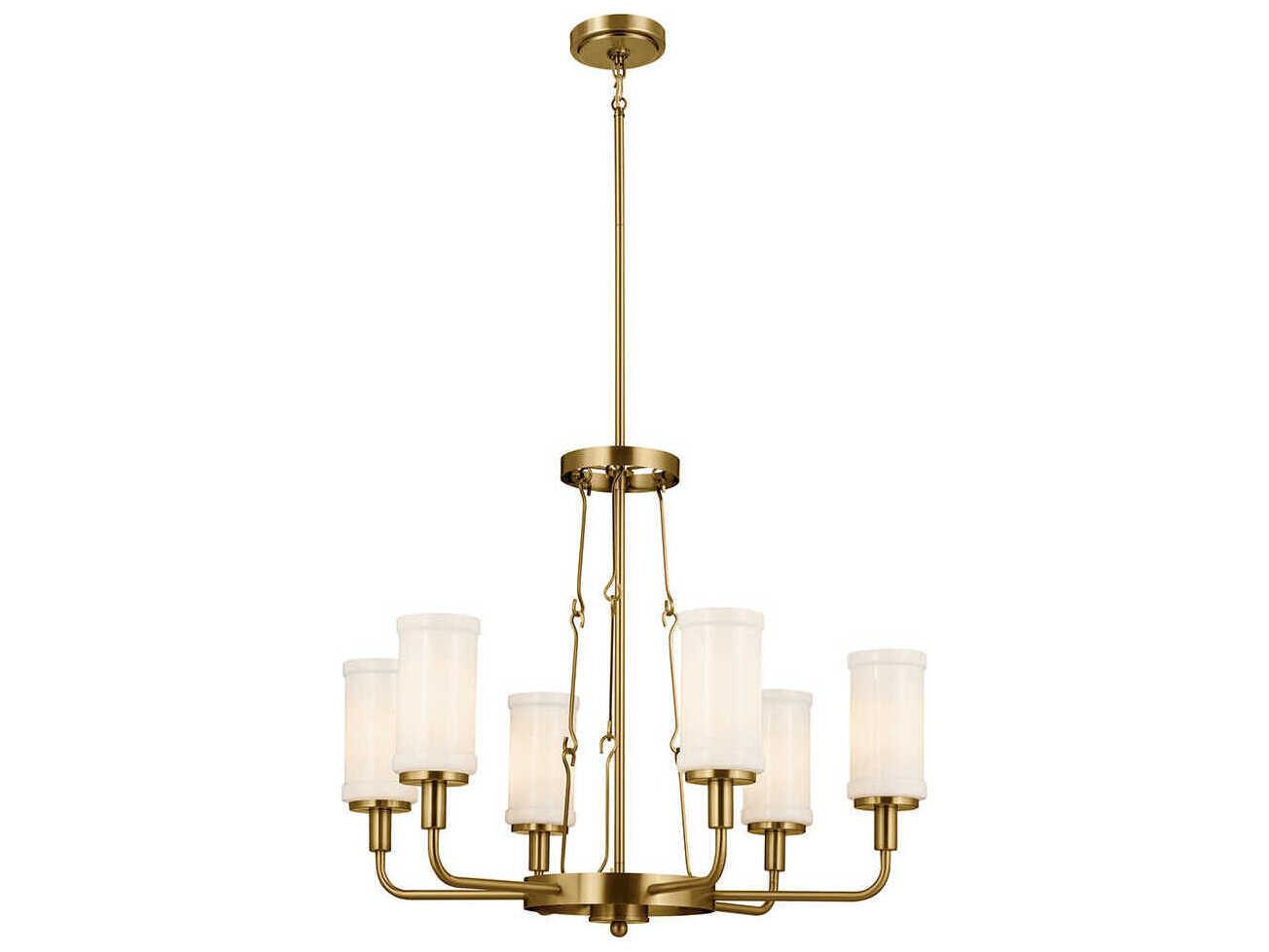 Kichler Vetivene 6-Light Natural Brass Glass Cylinder Chandelier
