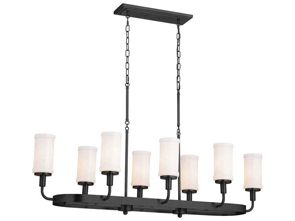 Kichler Vetivene 8-Light Textured Black Glass Cylinder Island Pendant