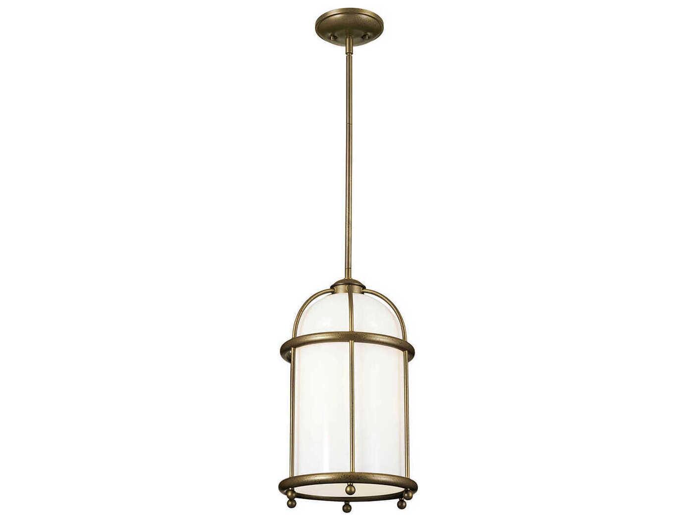 Kichler Topiary 1-Light Character Bronze Glass Lantern Mini Pendant