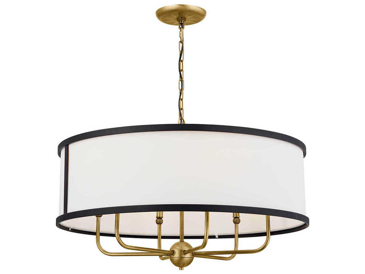 Kichler Heddle 6-Light Natural Brass White Drum Chandelier