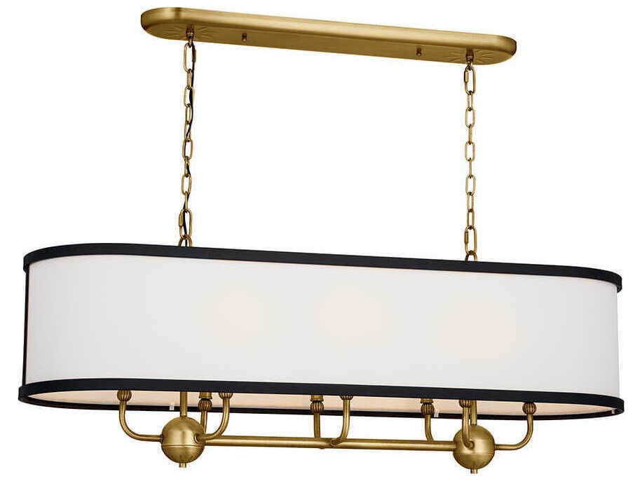 Kichler Heddle 8-Light Natural Brass White Cylinder Island Pendant