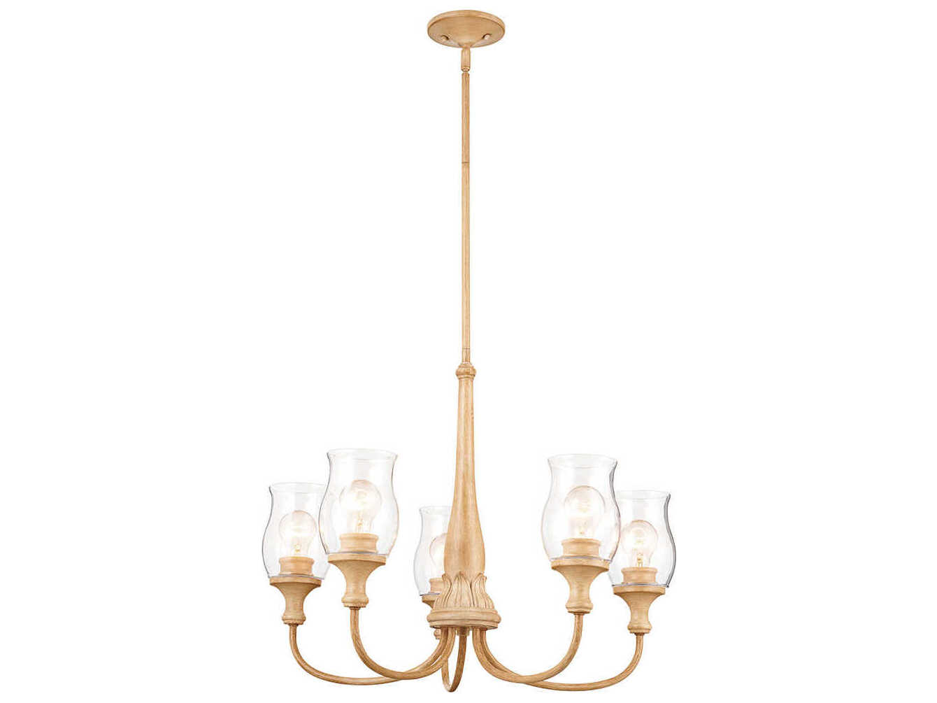 Kichler Melis 5-Light Warm Maple Wood Glass Chandelier