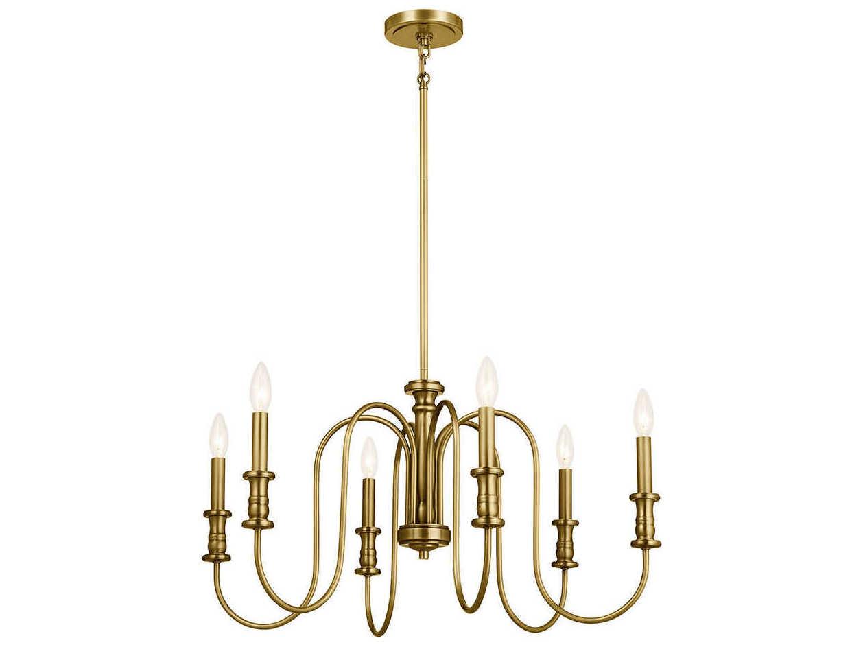 Kichler Karthe 6-Light Natural Brass Bronze Candelabra Chandelier
