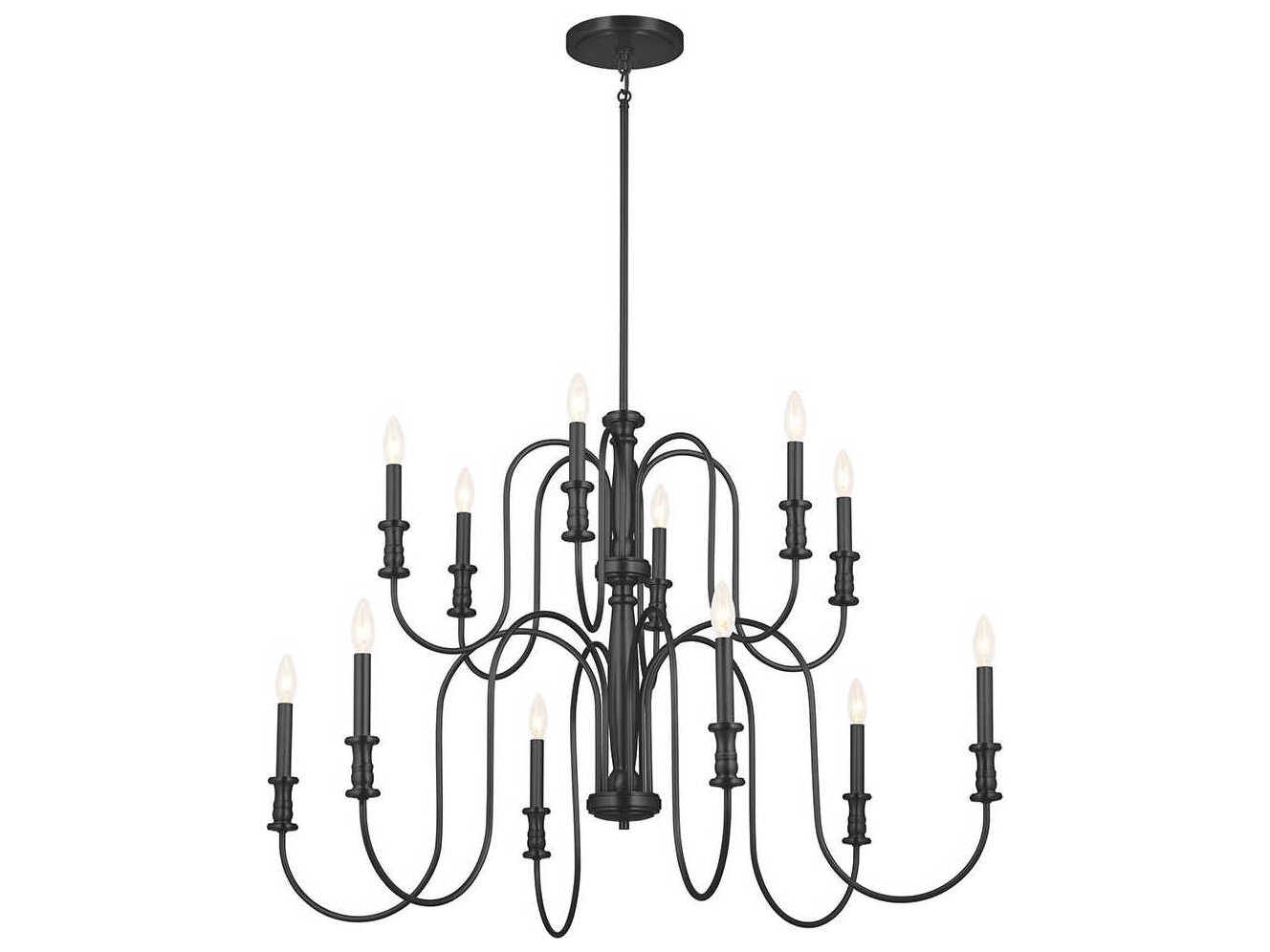 Kichler Karthe 12-Light Black Candelabra Tiered Chandelier