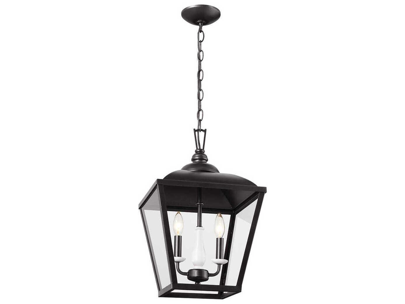 Kichler Dame 2-Light Anvil Iron Black Glass Lantern Mini Pendant