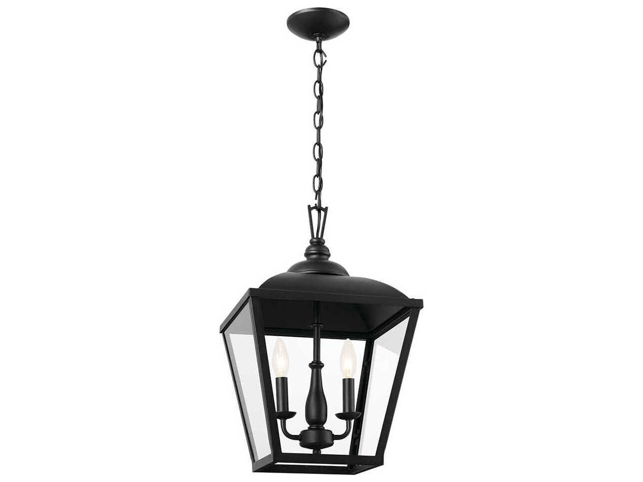 Kichler Dame 2-Light Textured Black Glass Lantern Mini Pendant