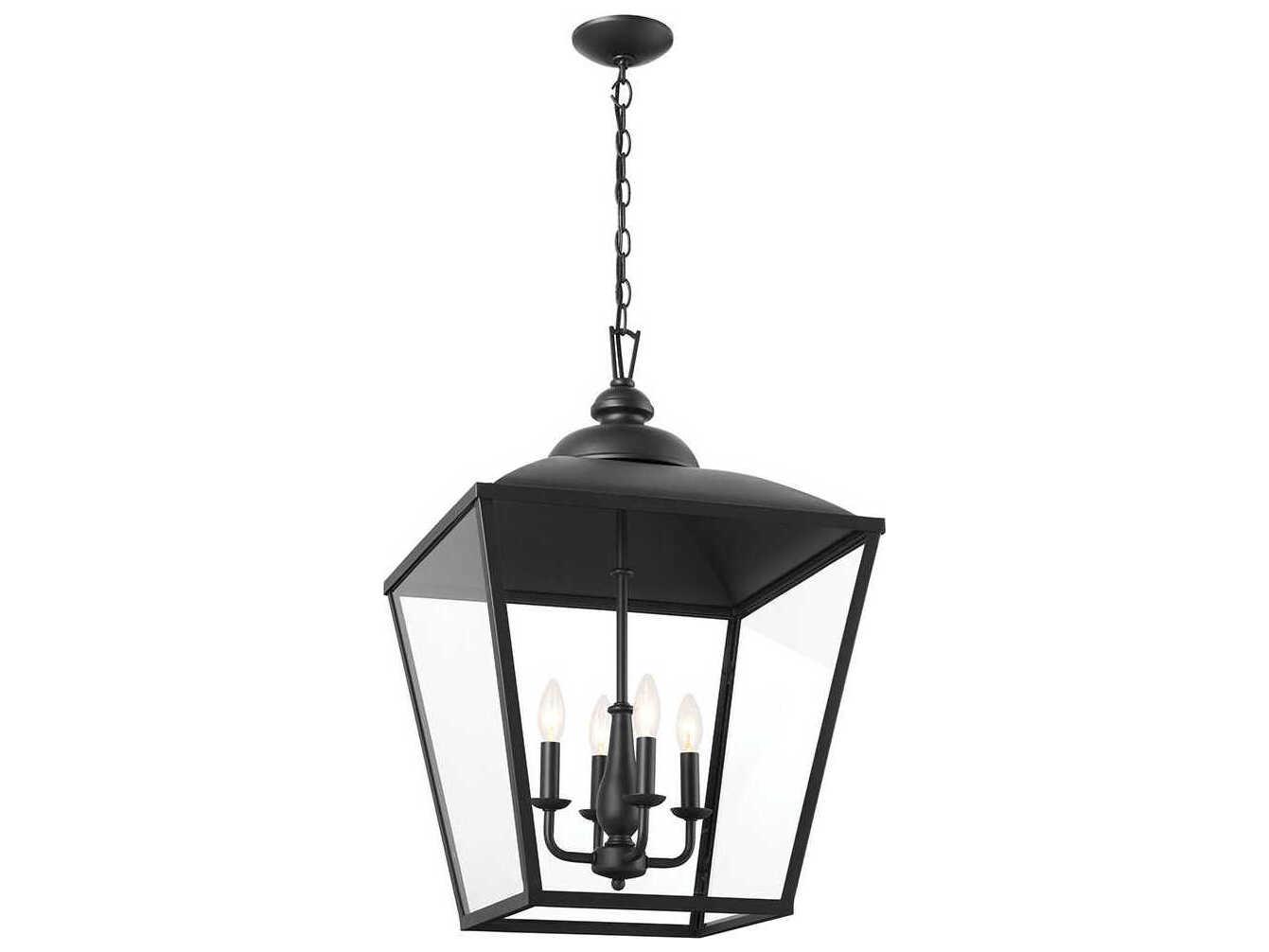 Kichler Dame 4-Light Textured Black Glass Lantern Pendant