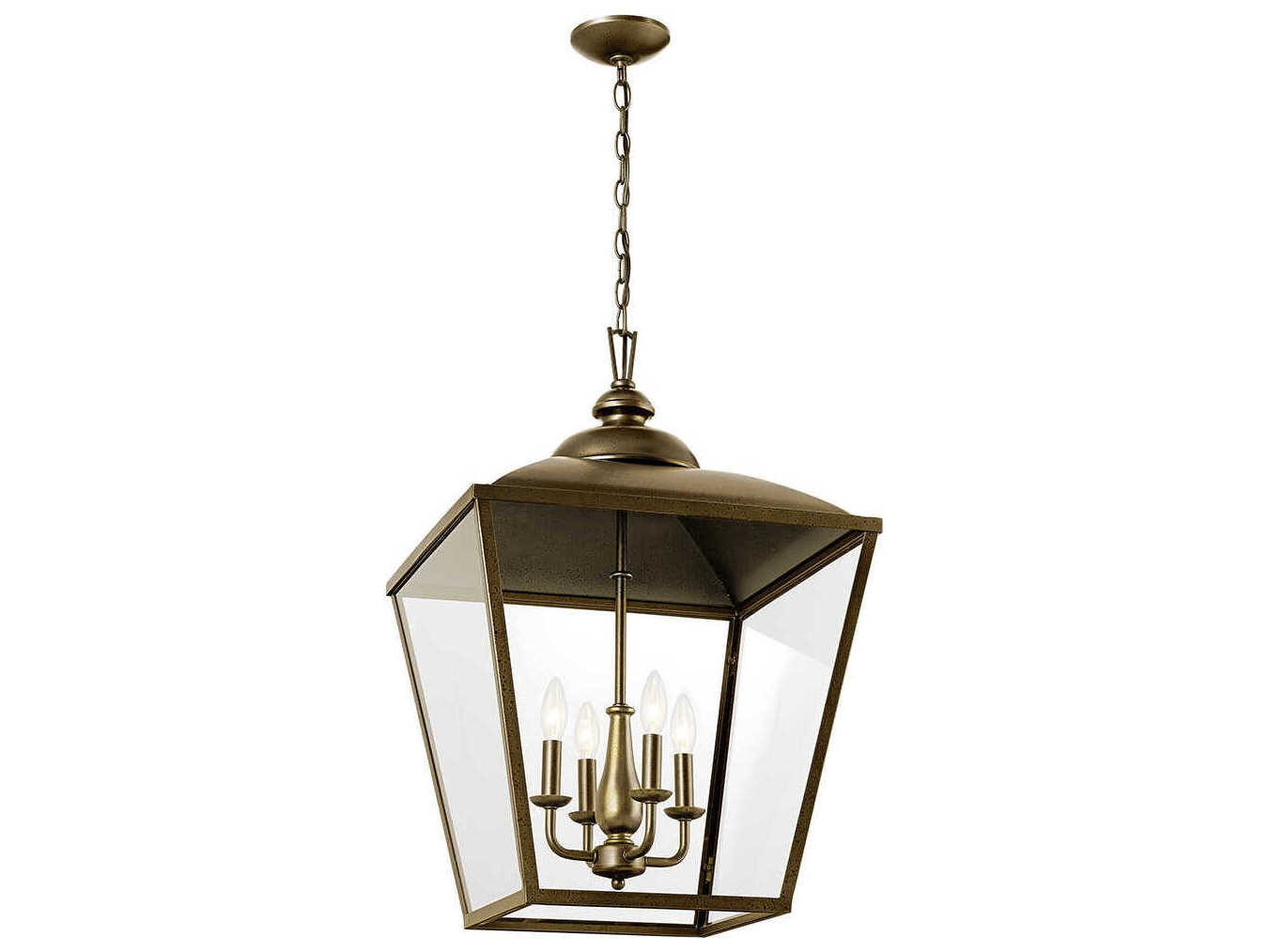 Kichler Dame 4-Light Character Bronze Glass Lantern Pendant