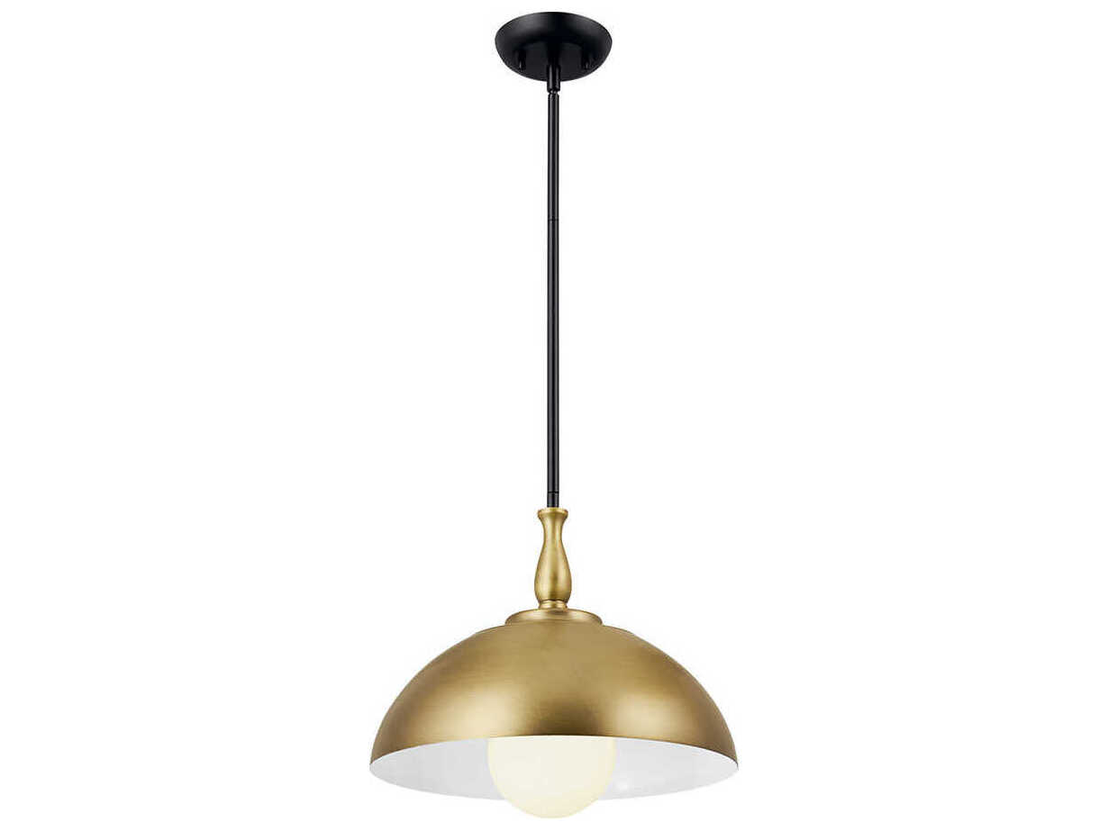 Kichler Fira 1-Light Natural Brass Black Dome Pendant
