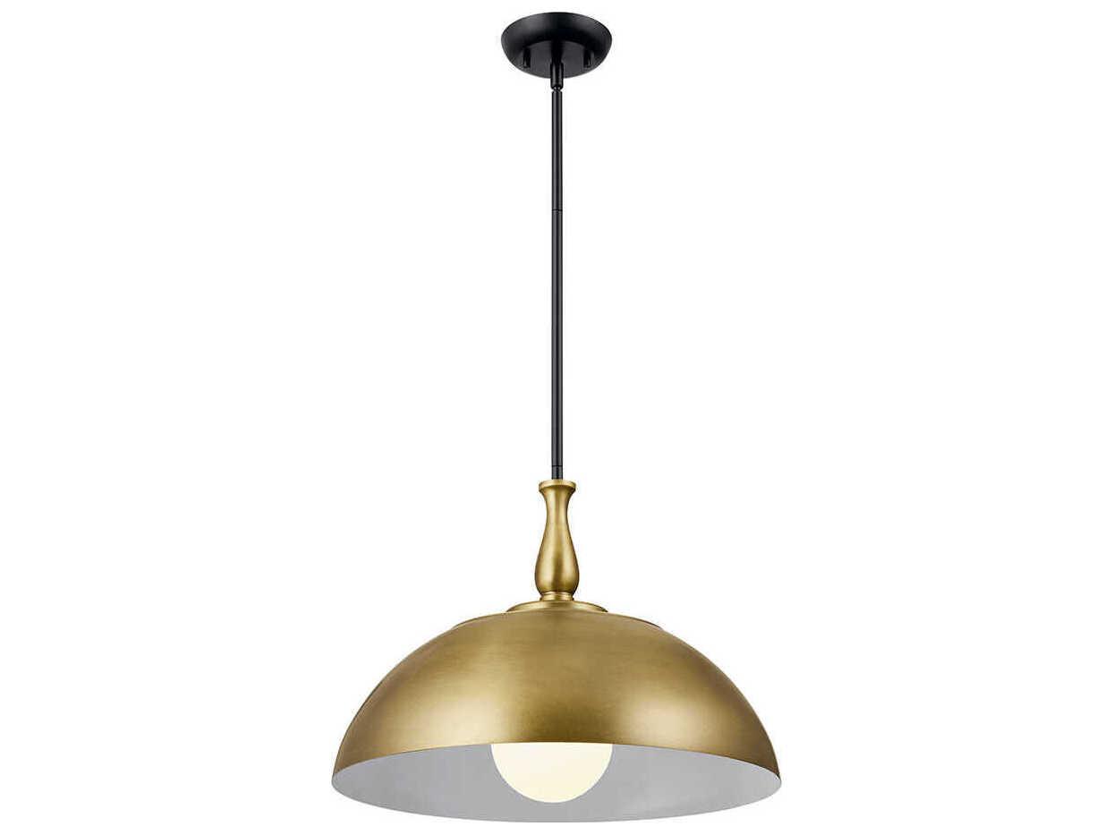 Kichler Fira 1-Light Natural Brass Black Dome Pendant
