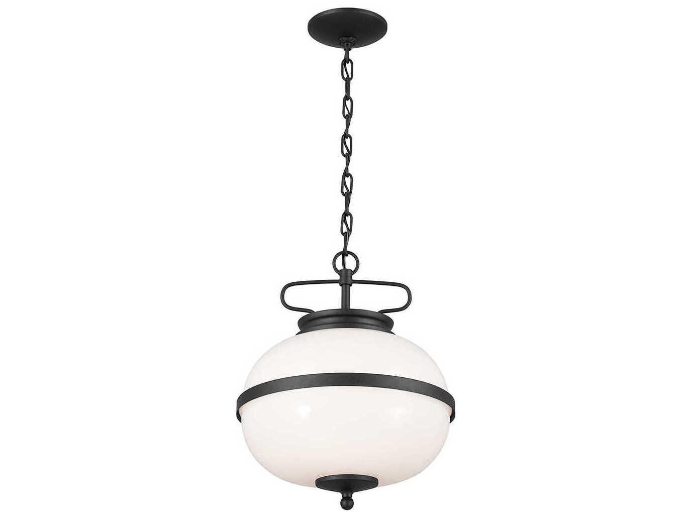 Kichler Opal 2-Light Textured Black Glass Globe Pendant