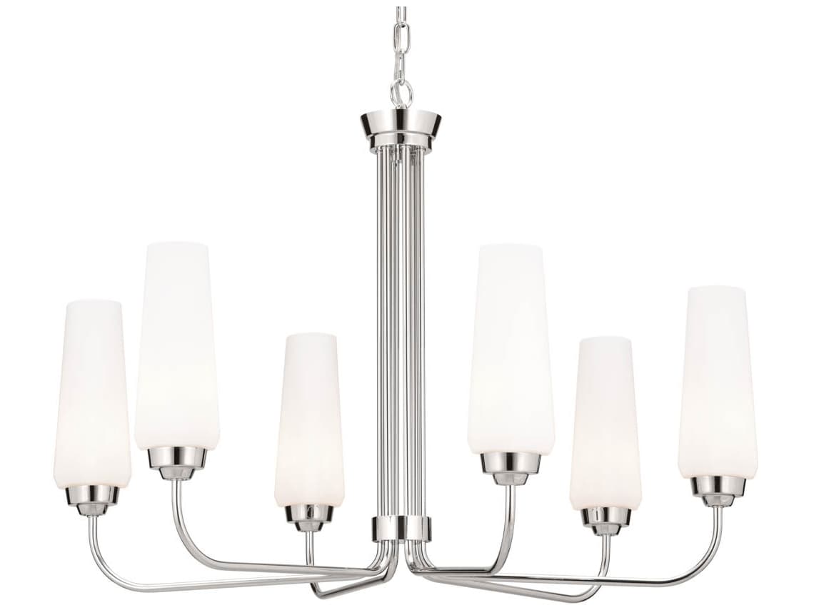 Kichler Truby 6-Light Polished Nickel Glass Chandelier