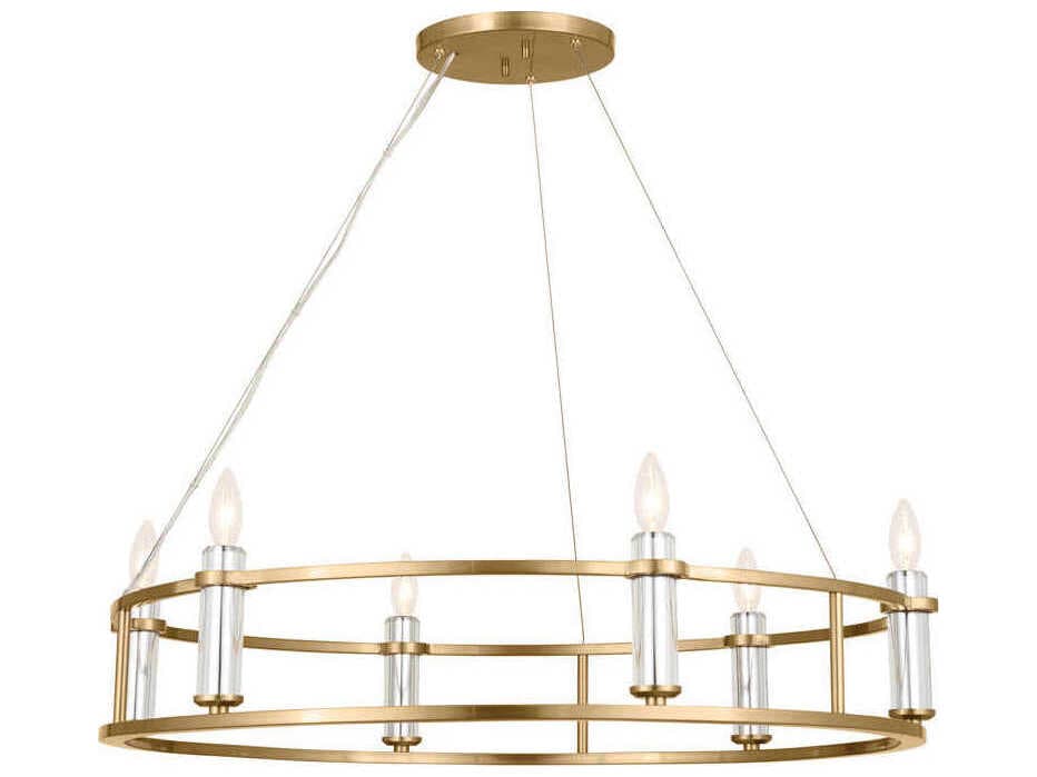 Kichler Rosalind 6-Light Brushed Natural Brass Crystal Candelabra Round Chandelier
