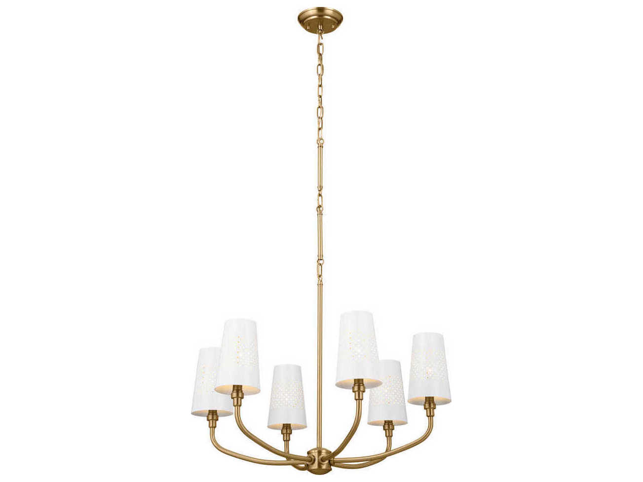 Kichler Adeena 6-Light Brushed Natural Brass White Empire Chandelier