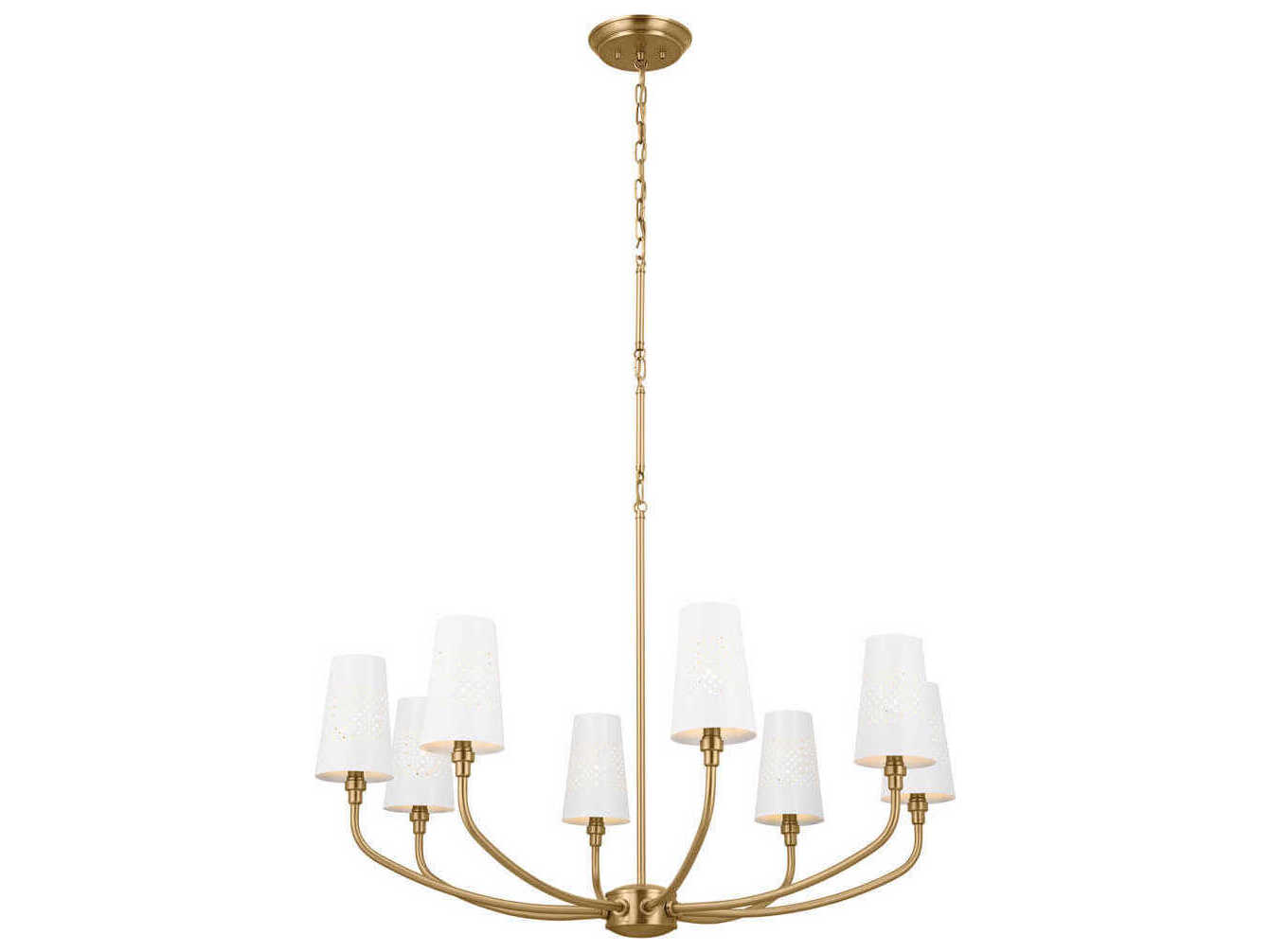 Kichler Adeena 8-Light Brushed Natural Brass White Empire Chandelier