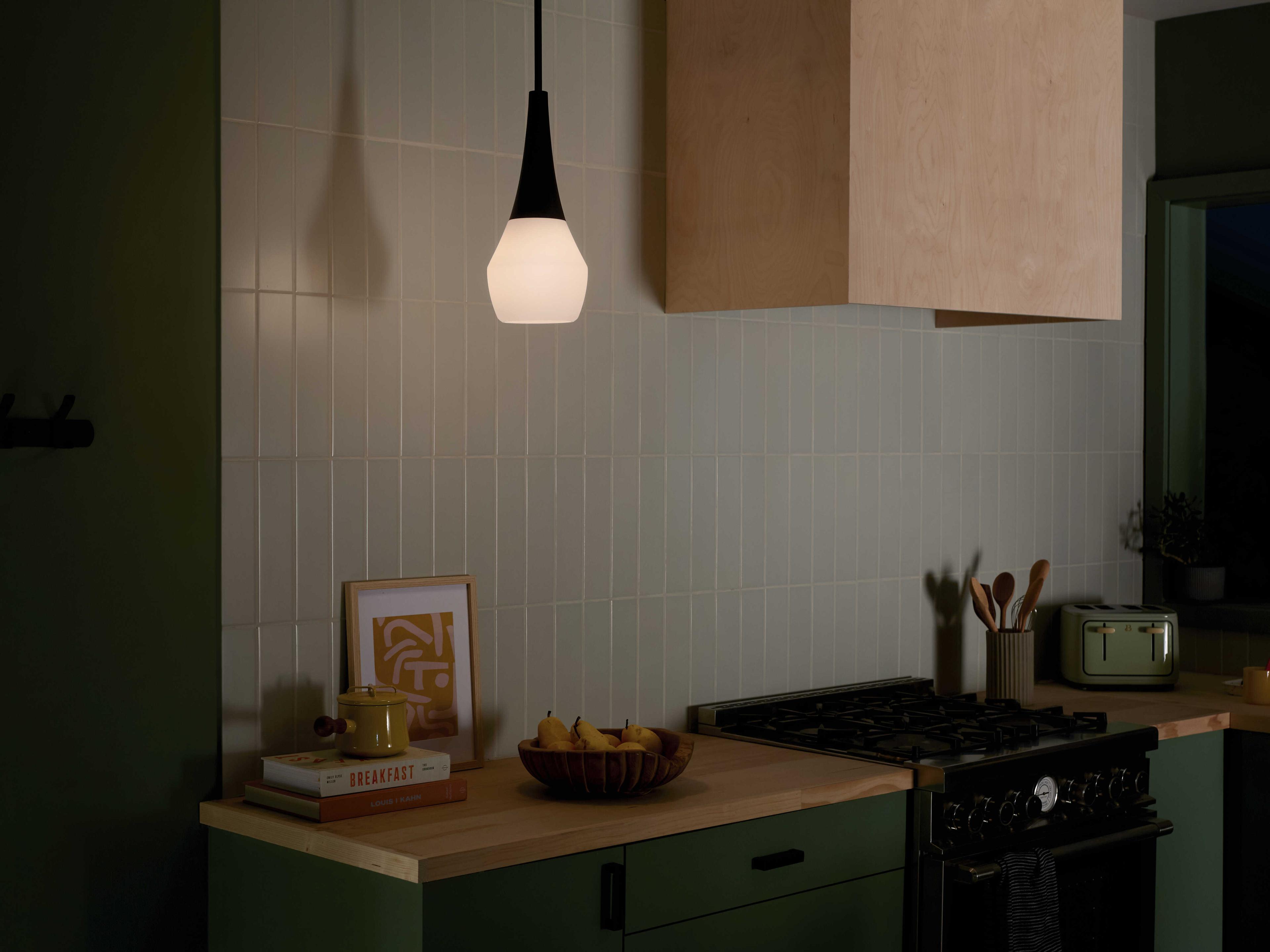 Kichler Deela 1-Light Black Glass Geometric Mini Pendant