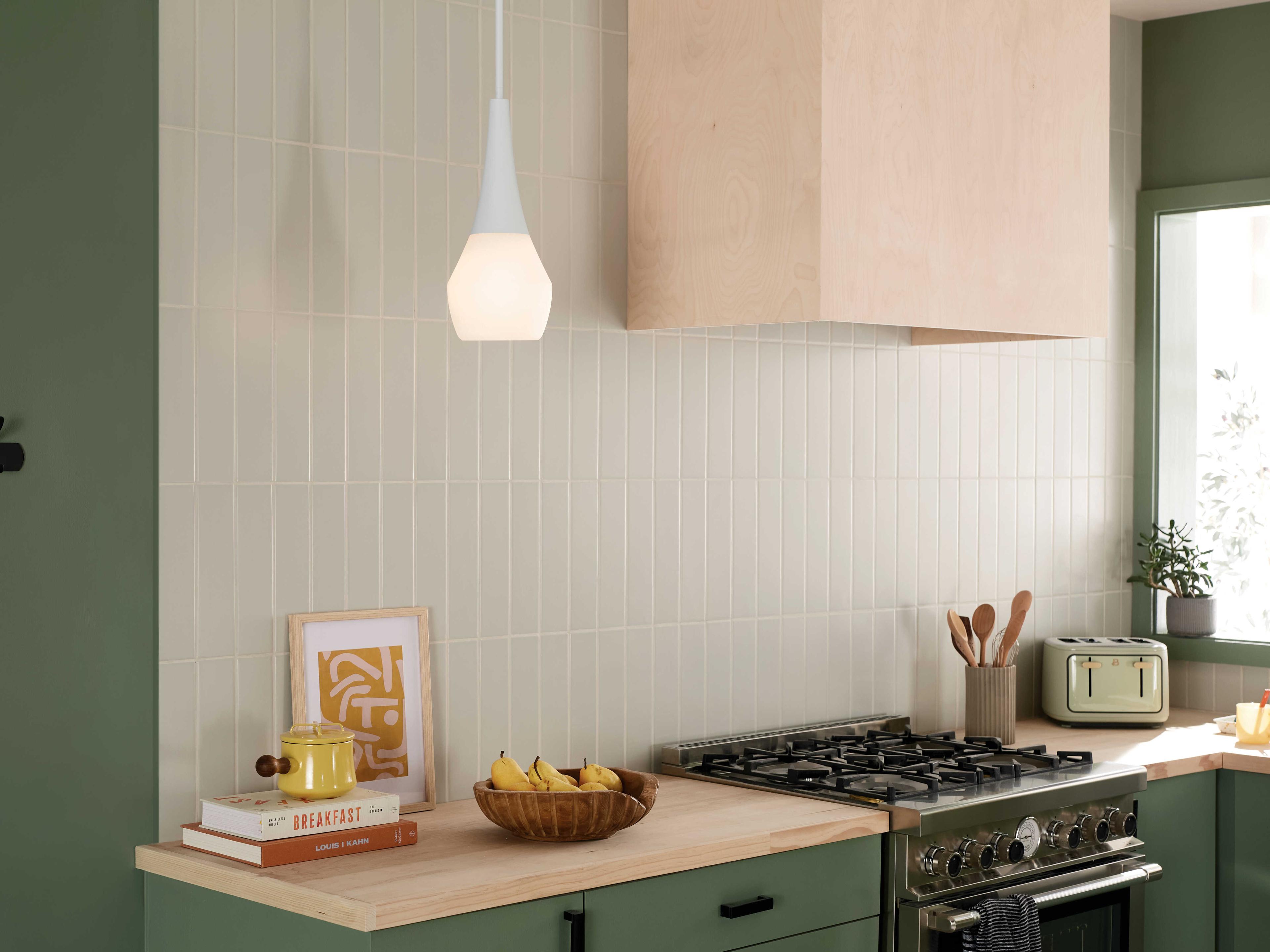 Kichler Deela 1-Light White Glass Geometric Mini Pendant