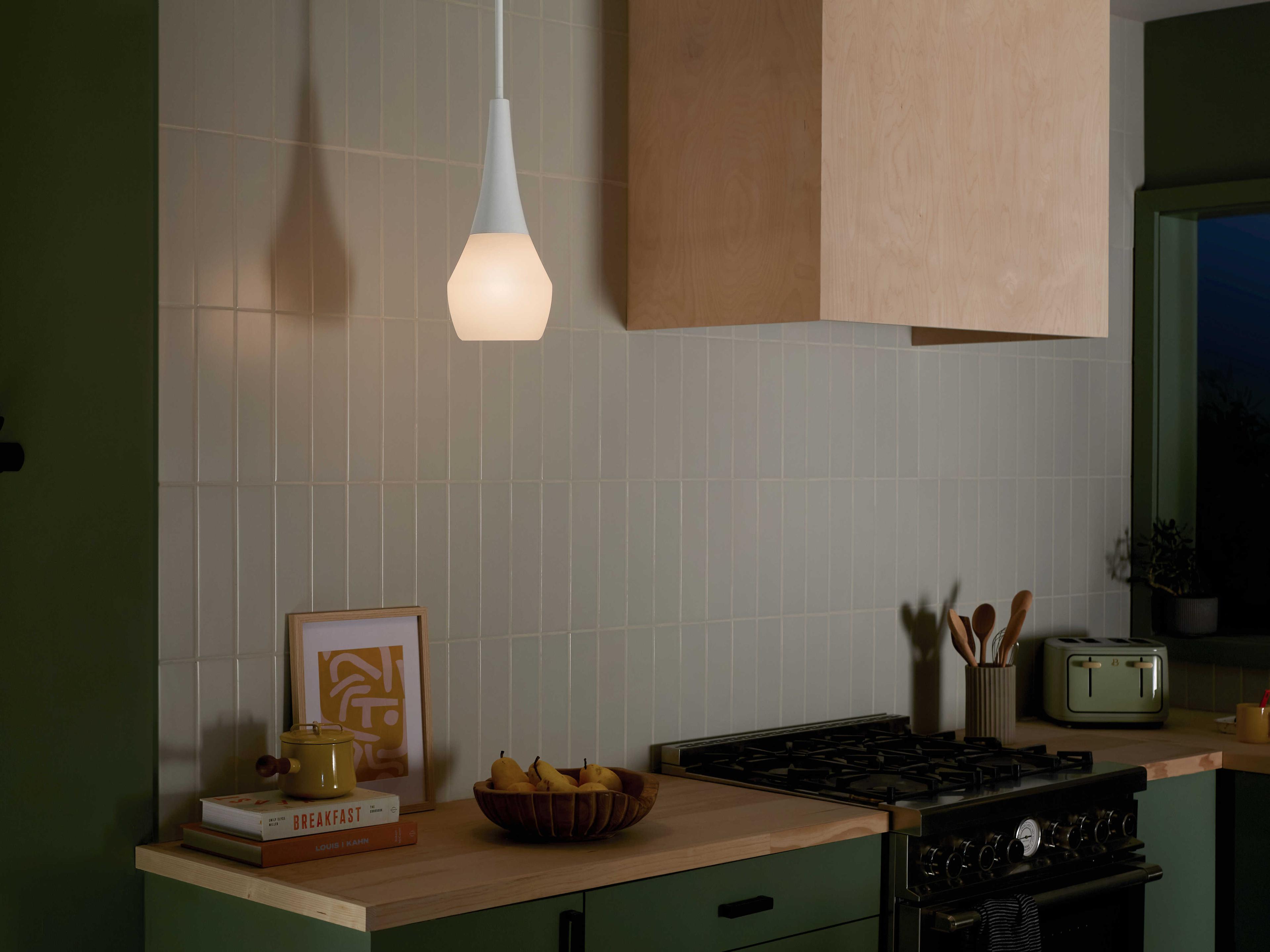 Kichler Deela 1-Light White Glass Geometric Mini Pendant