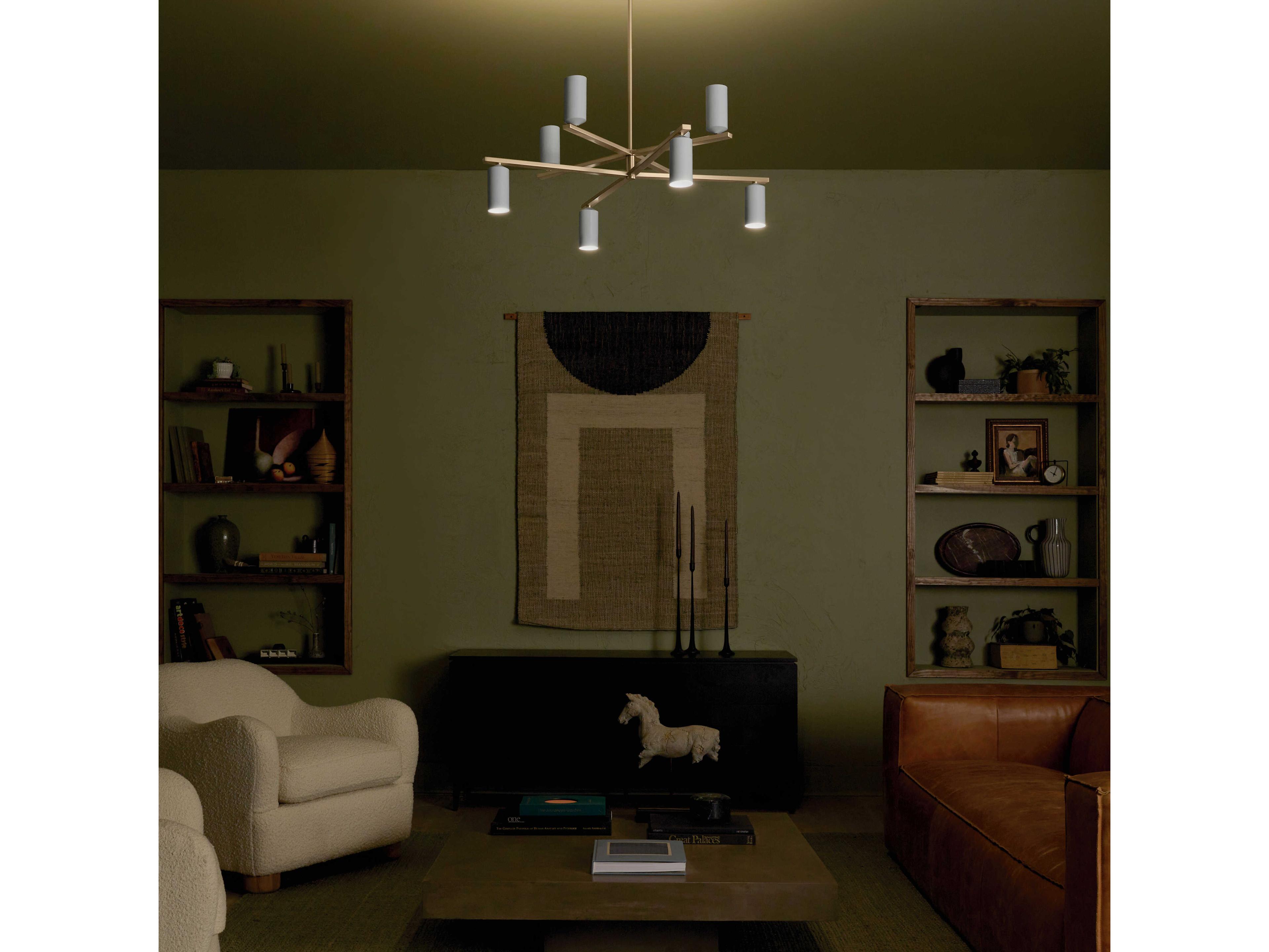 Kichler Gala 8-Light Champagne Bronze White Candelabra Cylinder Chandelier