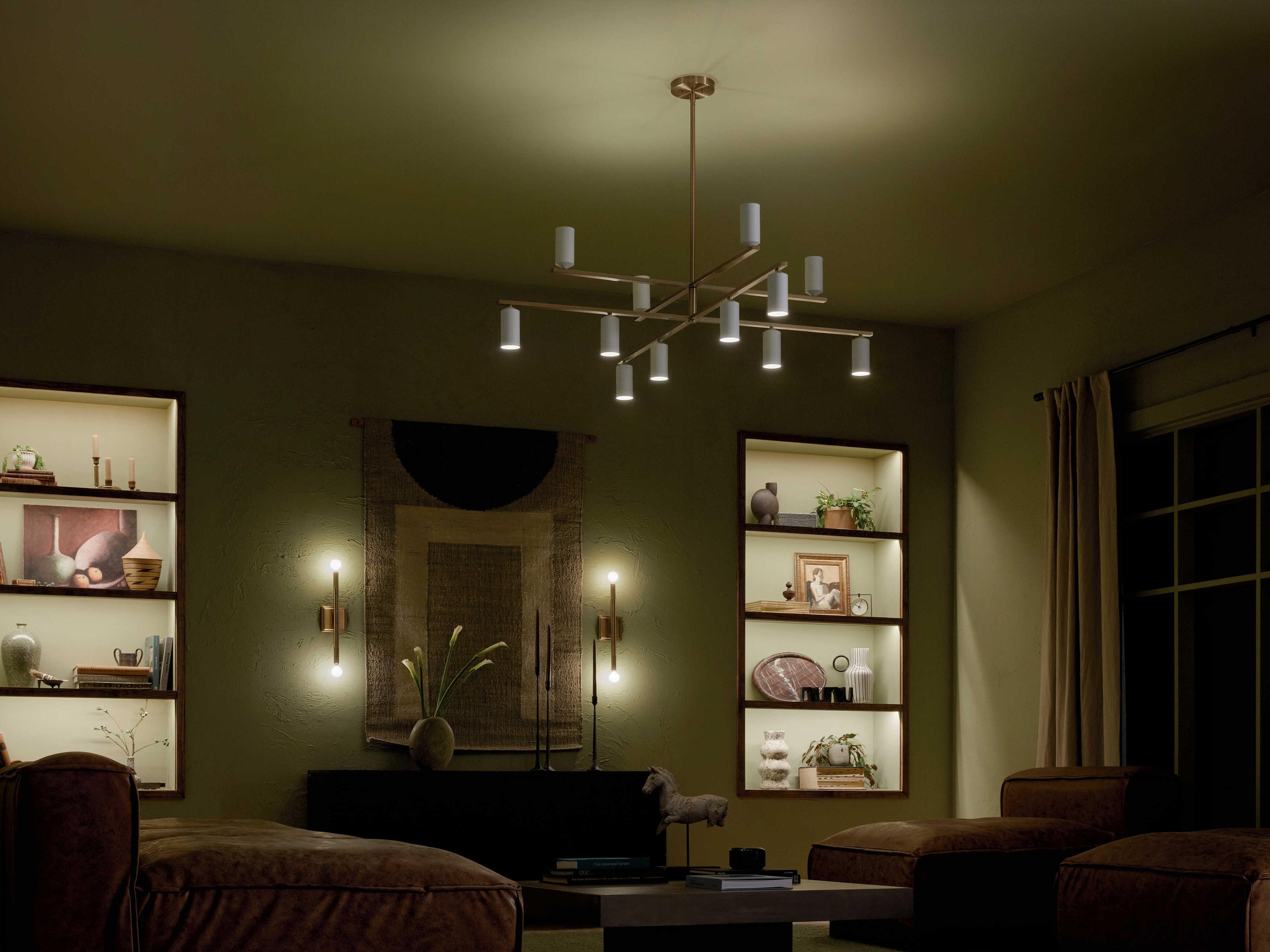 Kichler Gala 12-Light Champagne Bronze White Candelabra Cylinder Chandelier