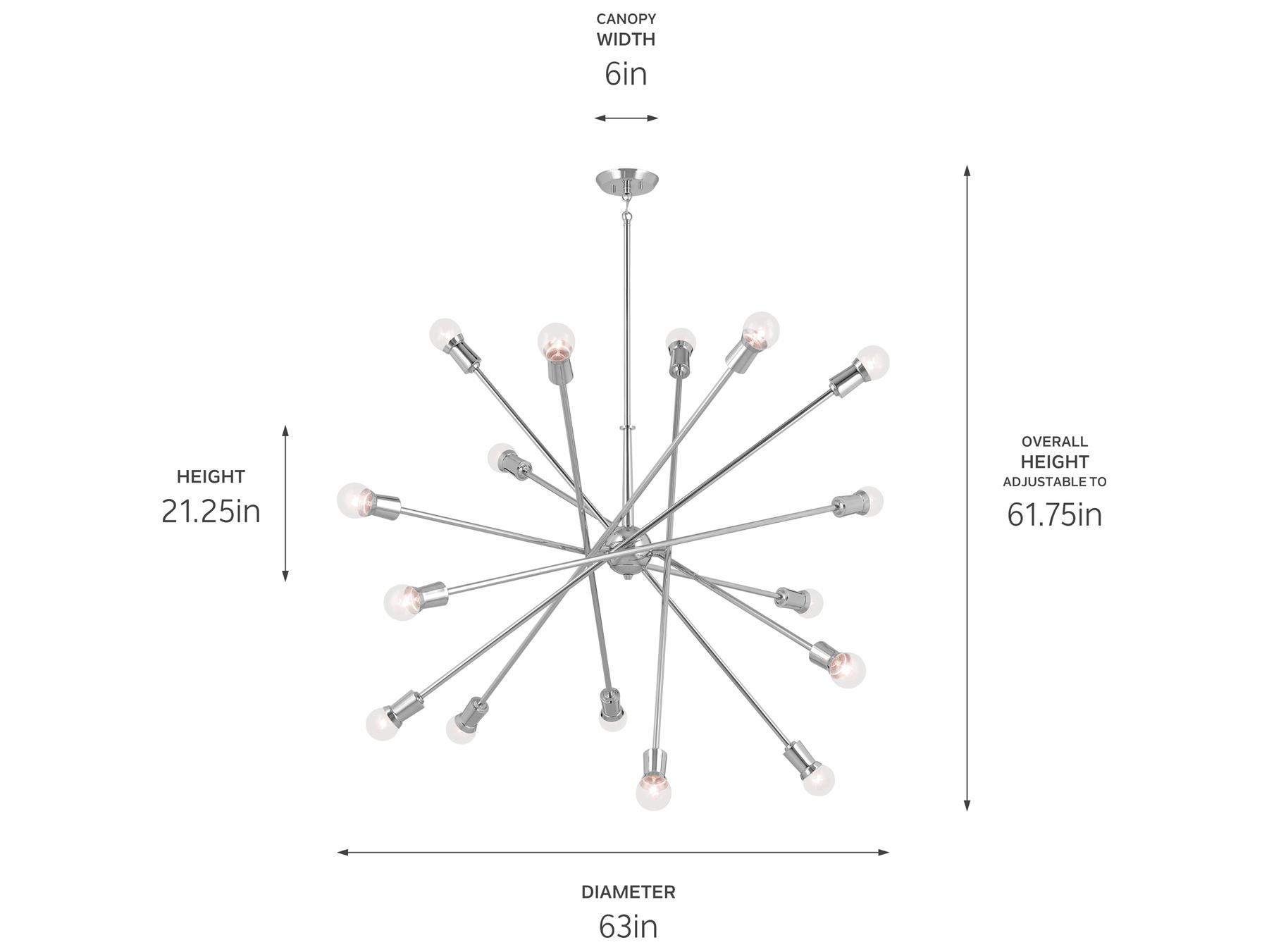 Kichler Armstrong 16-Light Chrome Linear Sputnik Pendant