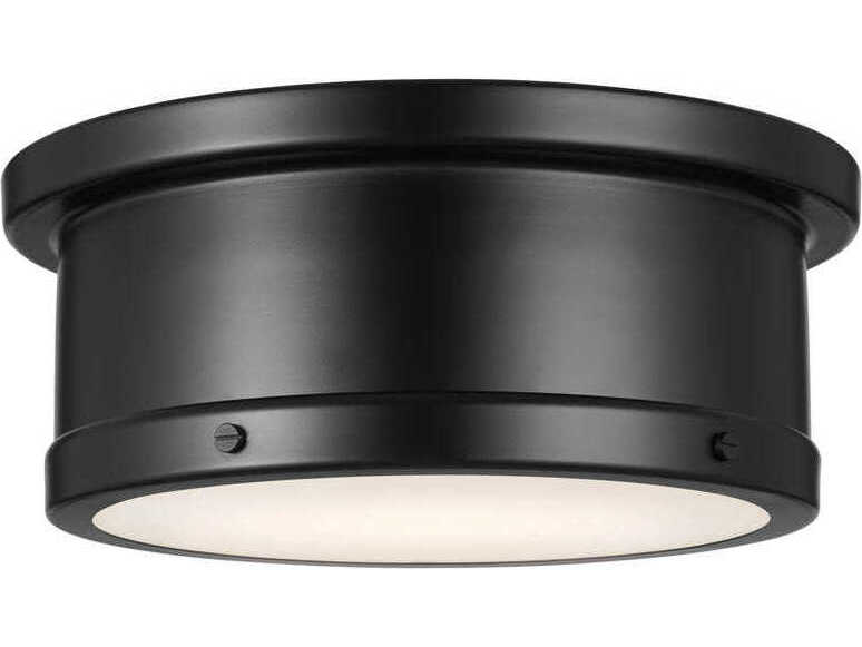 Kichler Serca 2-Light Black Glass Drum Flush Mount