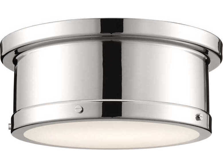 Kichler Serca 2-Light Polished Nickel Drum Flush Mount