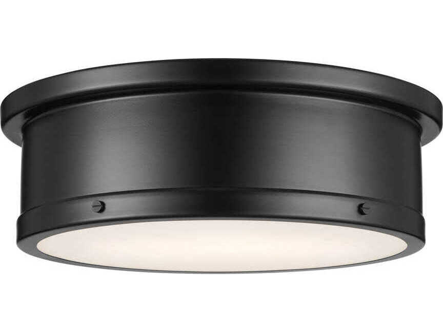 Kichler Serca 3-Light Black Glass Drum Flush Mount