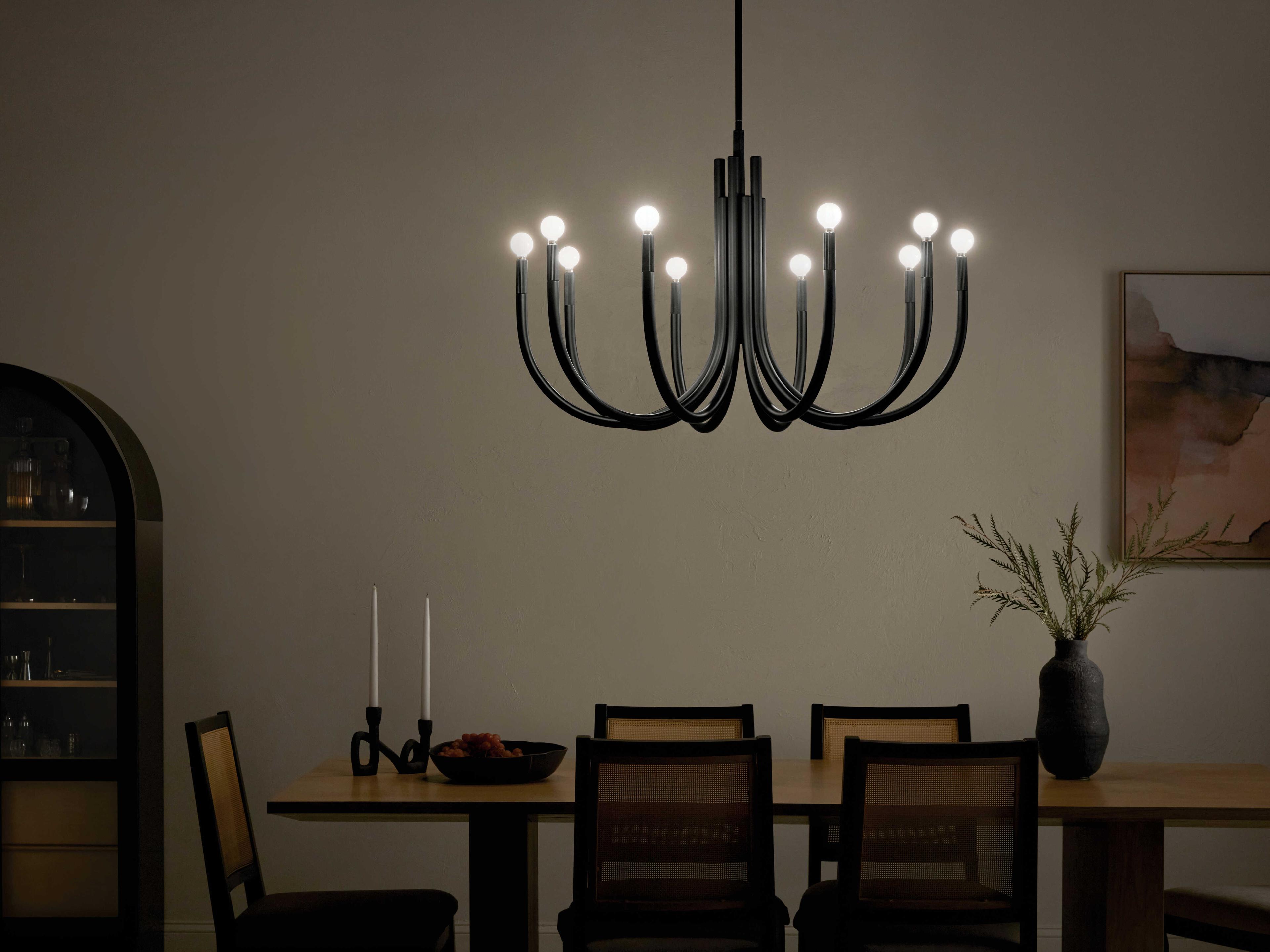 Kichler Odensa 10-Light Black Candelabra Chandelier