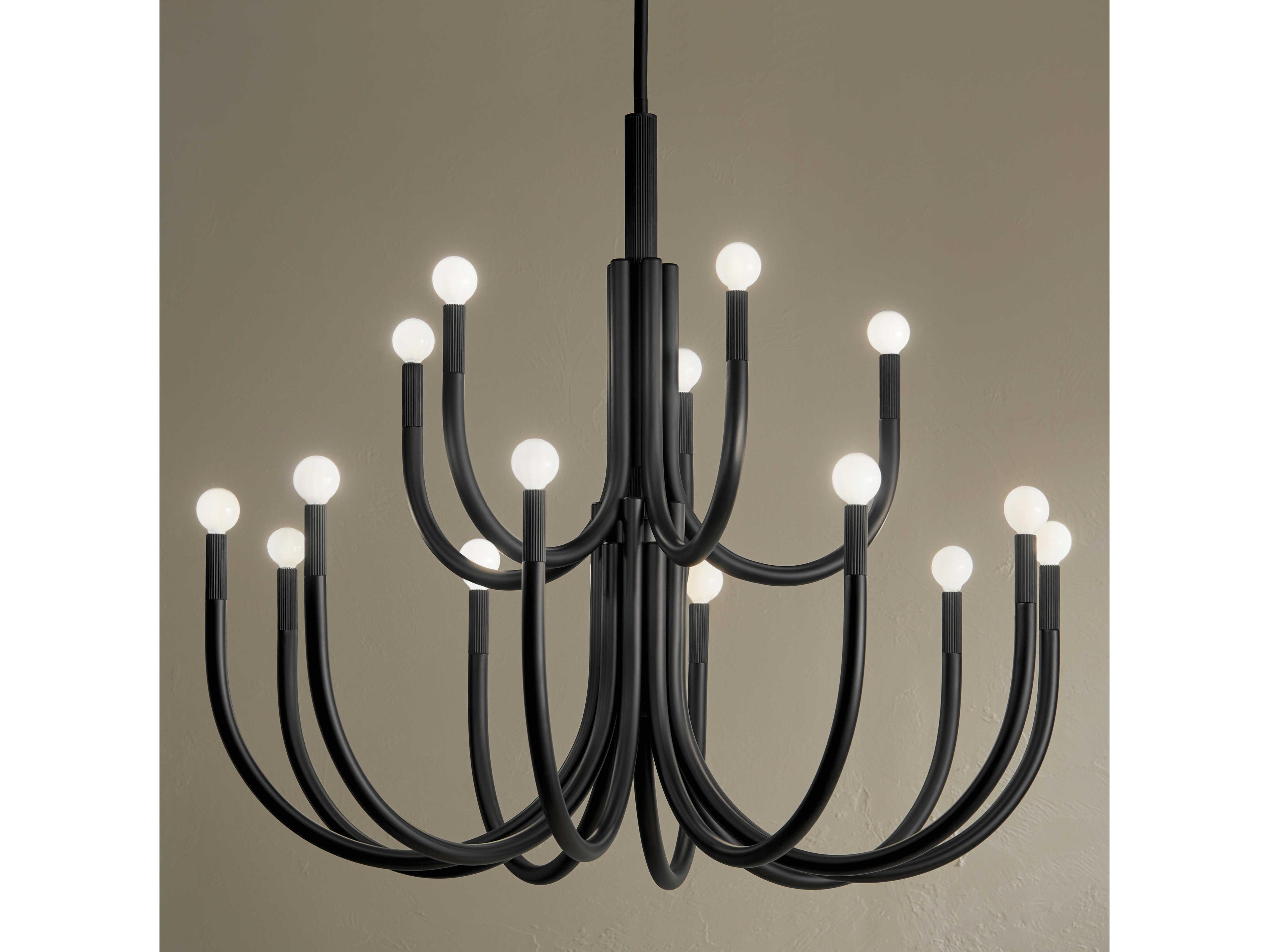 Kichler Odensa 15-Light Black Candelabra Chandelier