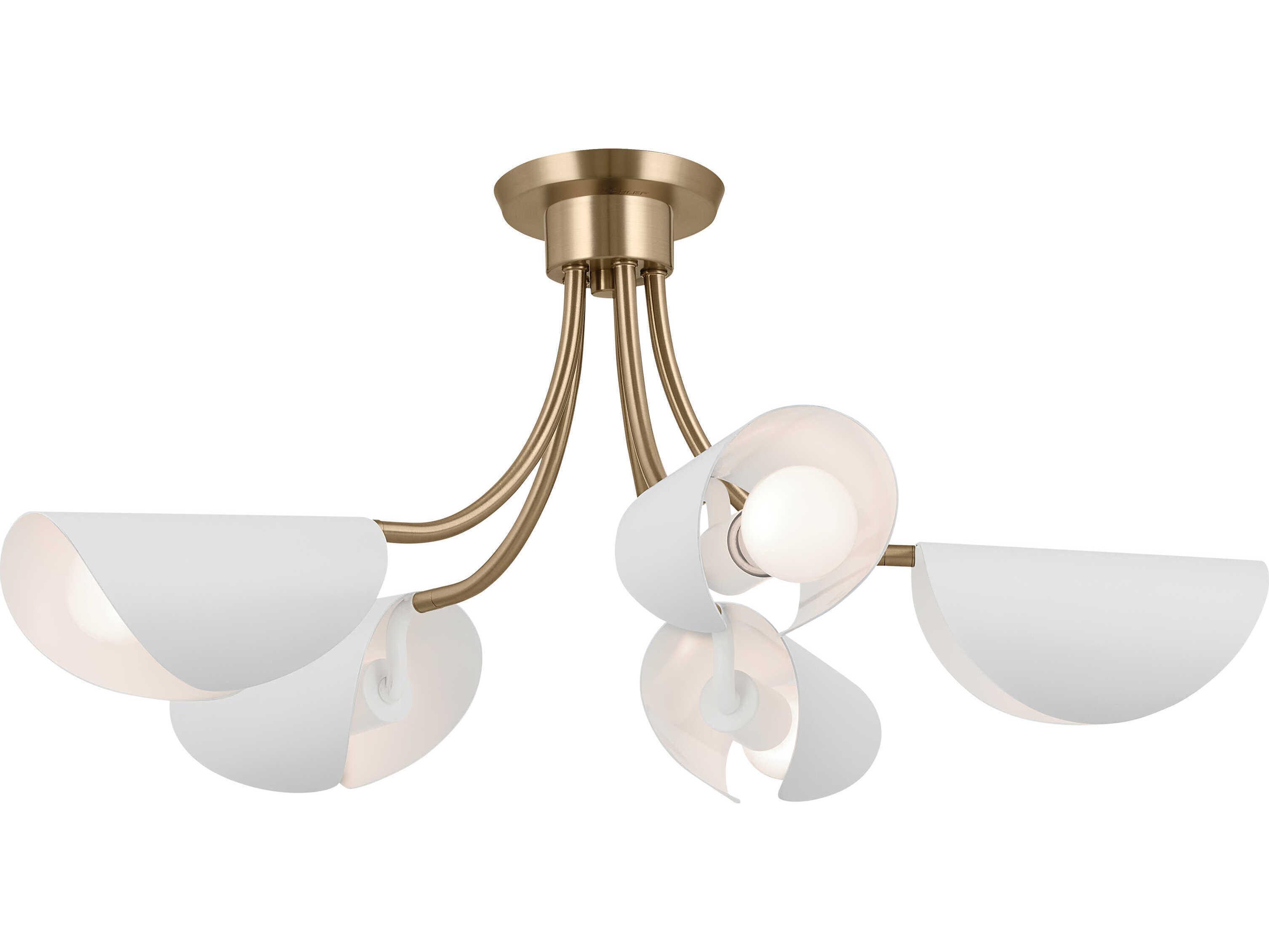 Kichler Arcus 5-Light Champagne Bronze White Geometric Chandelier