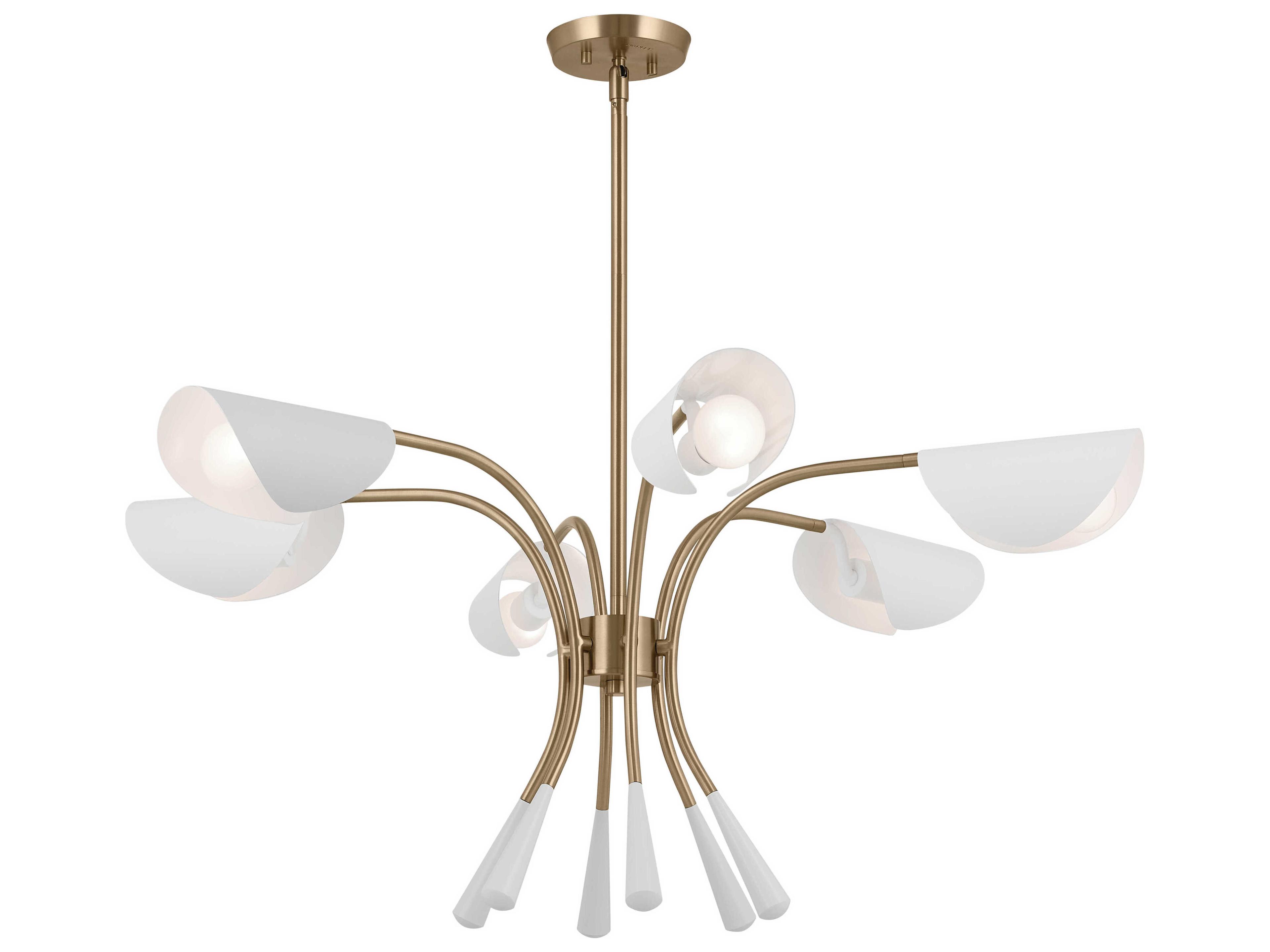 Kichler Arcus 6-Light Champagne Bronze White Geometric Chandelier