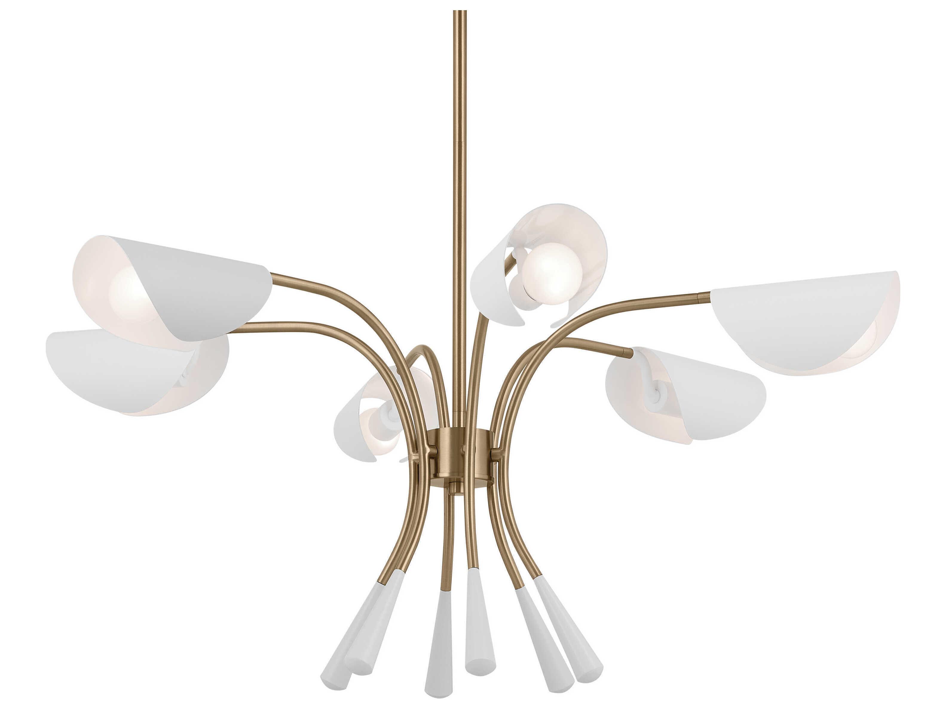 Kichler Arcus 6-Light Champagne Bronze White Geometric Chandelier