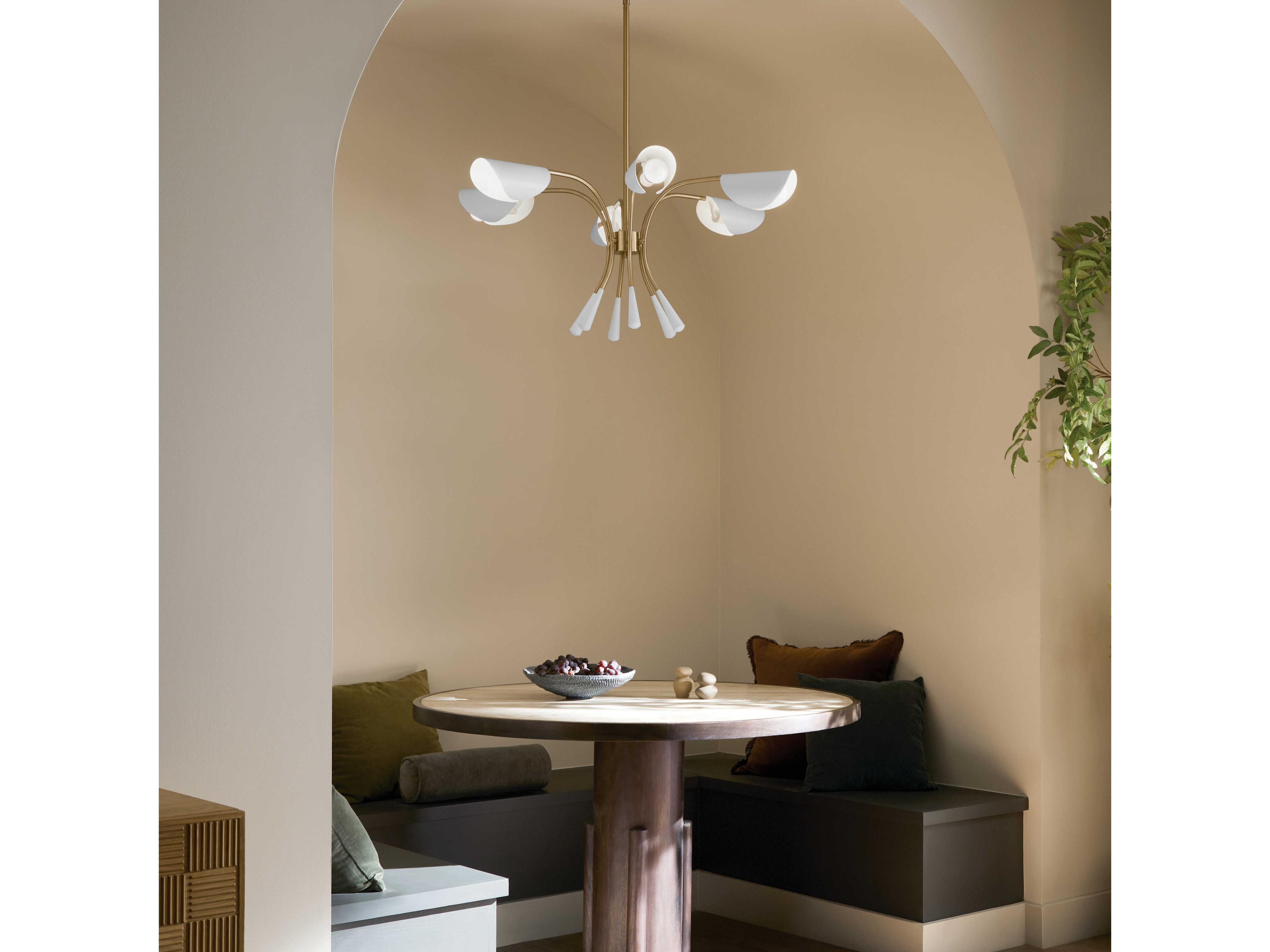 Kichler Arcus 6-Light Champagne Bronze White Geometric Chandelier